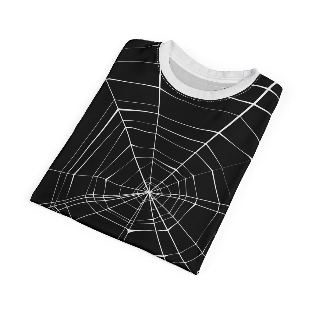 Spiderweb Graphic Tee — Black All-Over Print Halloween Shirt