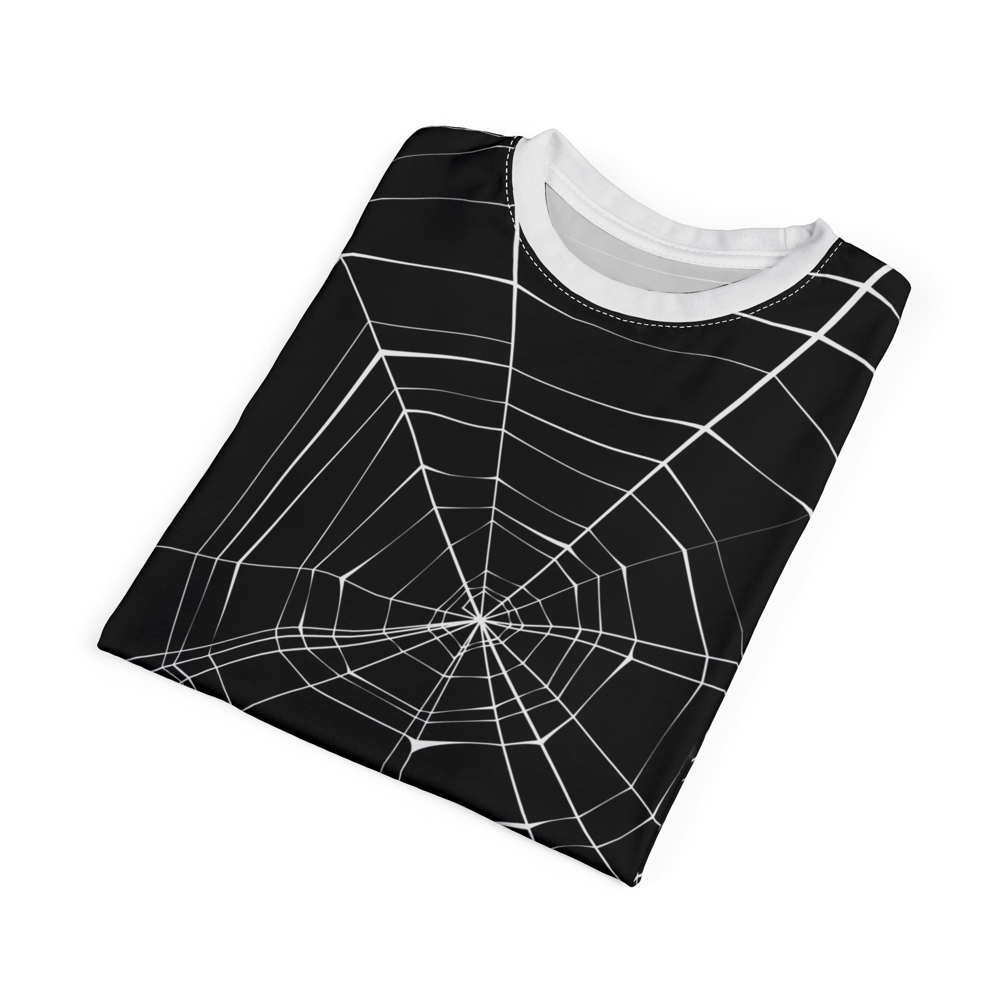 Spiderweb Graphic Tee — Black All-Over Print Halloween Shirt