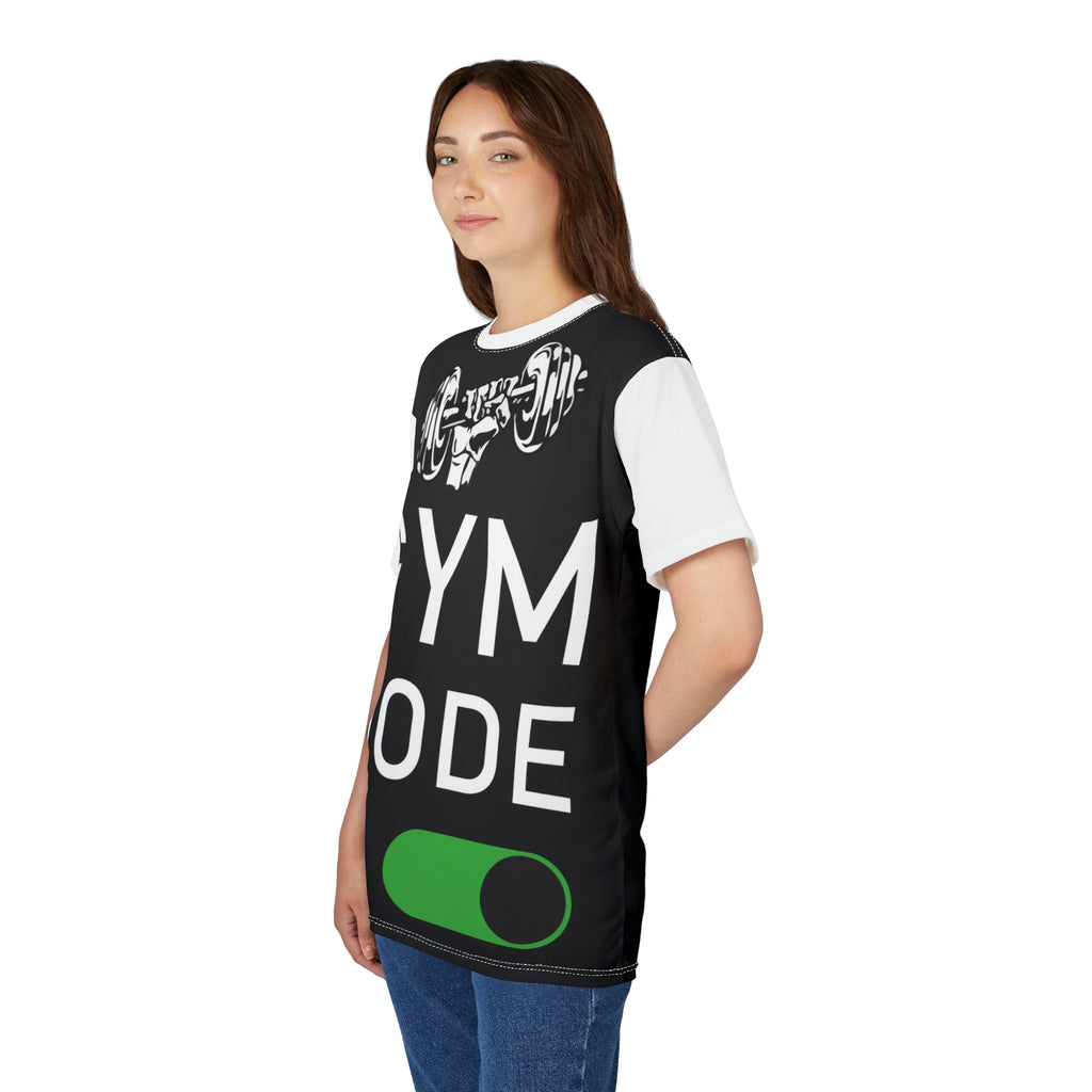 Gym Mode T‑Shirt — Workout Motivation Tee with Dumbbell Graphic