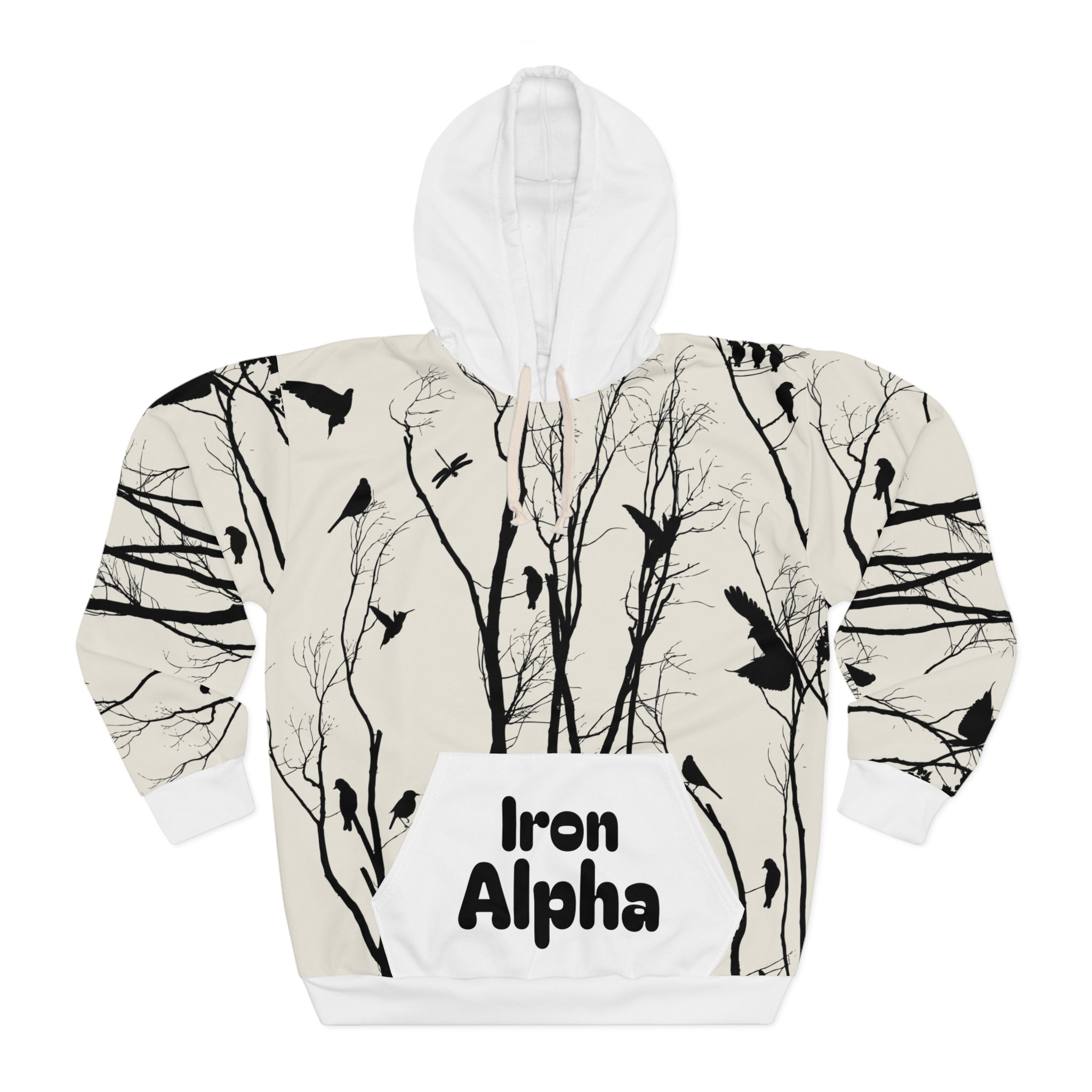 Bird Silhouette Hoodie — 'Iron Alpha' Tree Branch Pullover