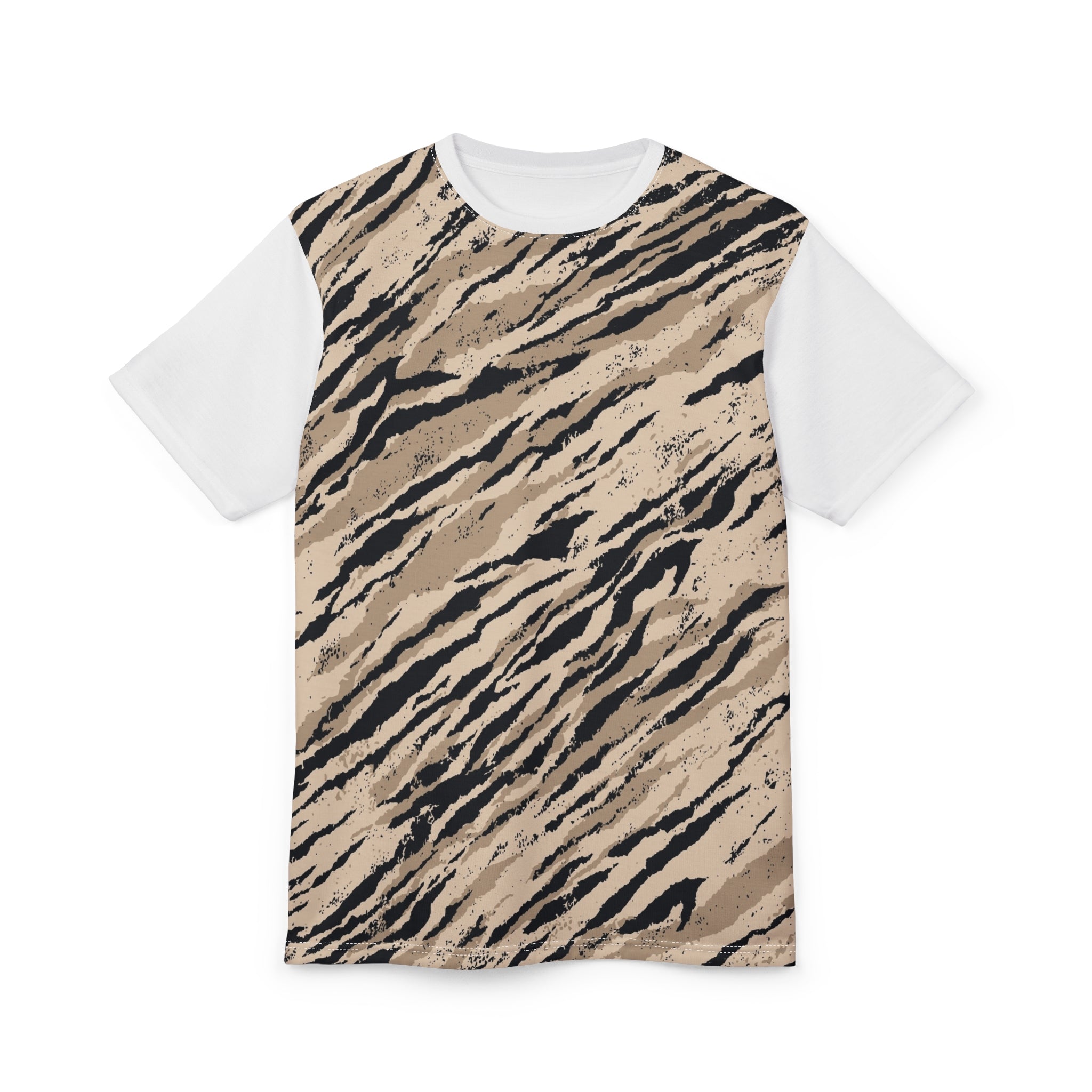 Beige Tiger Stripe All-Over Print Tee