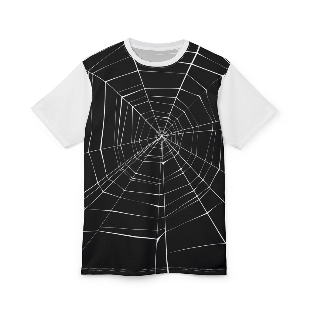 Spiderweb Graphic Tee — Black All-Over Print Halloween Shirt