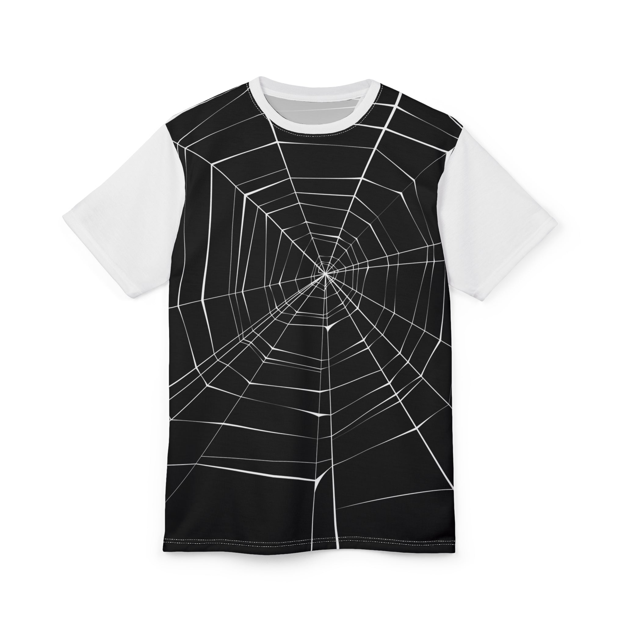 Spiderweb Graphic Tee — Black All-Over Print Halloween Shirt