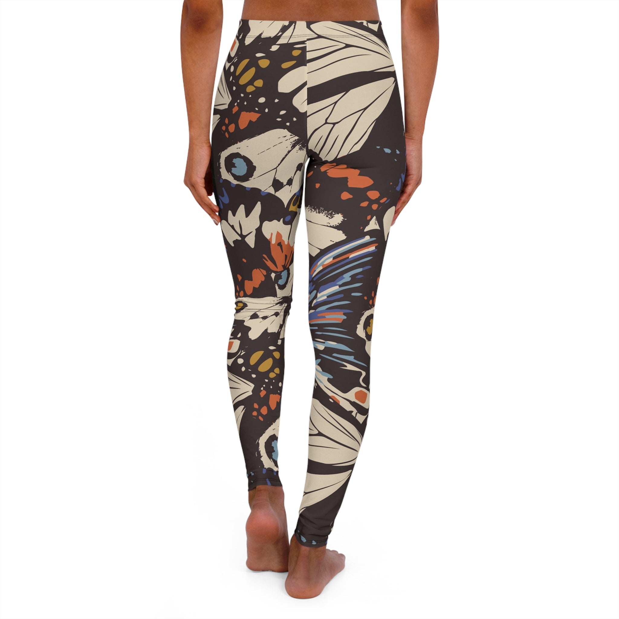 Butterfly Floral All-Over Print Leggings — Women's Casual High-Waist Activewear