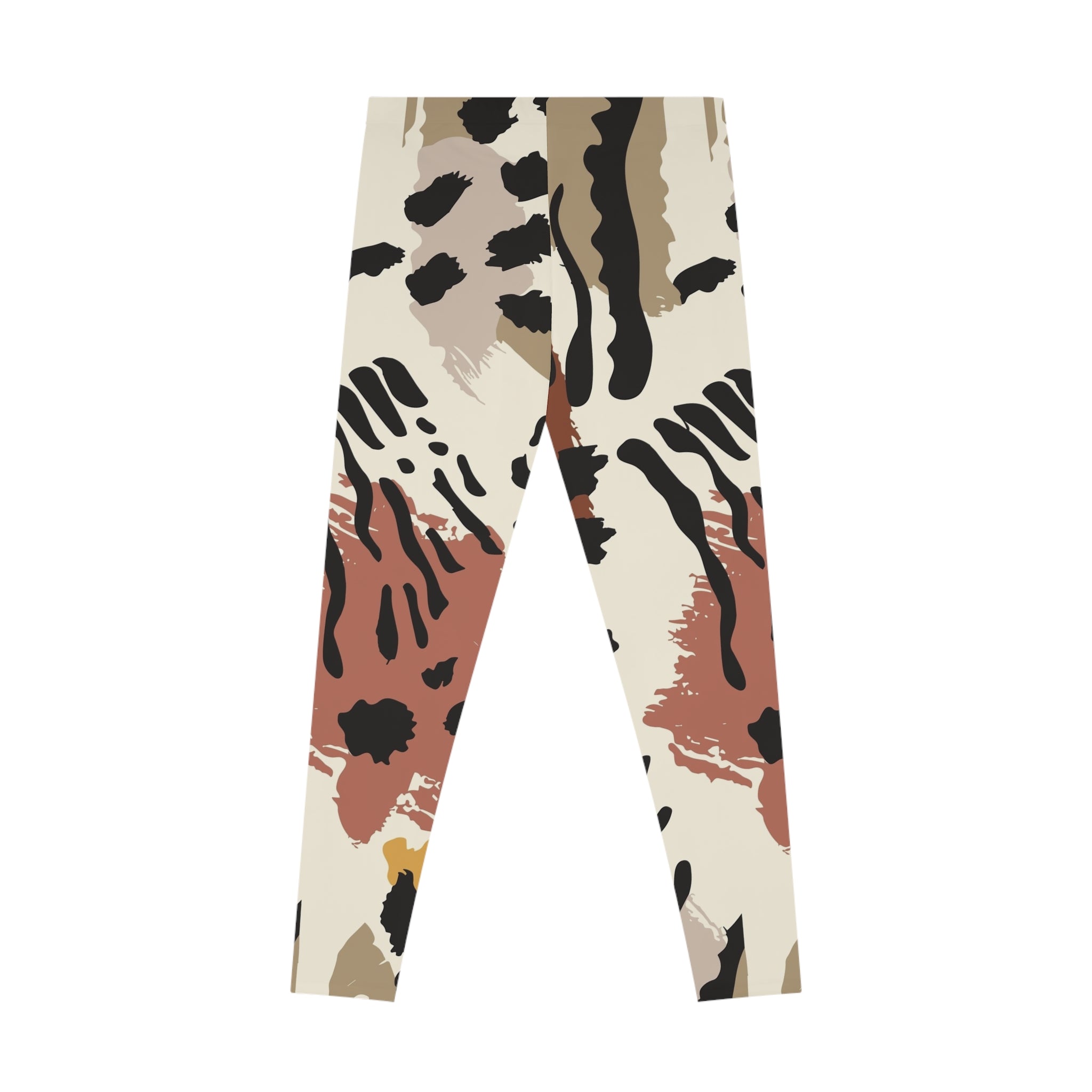 Abstract Animal Print Leggings — Neutral Safari Pattern All-Over Print