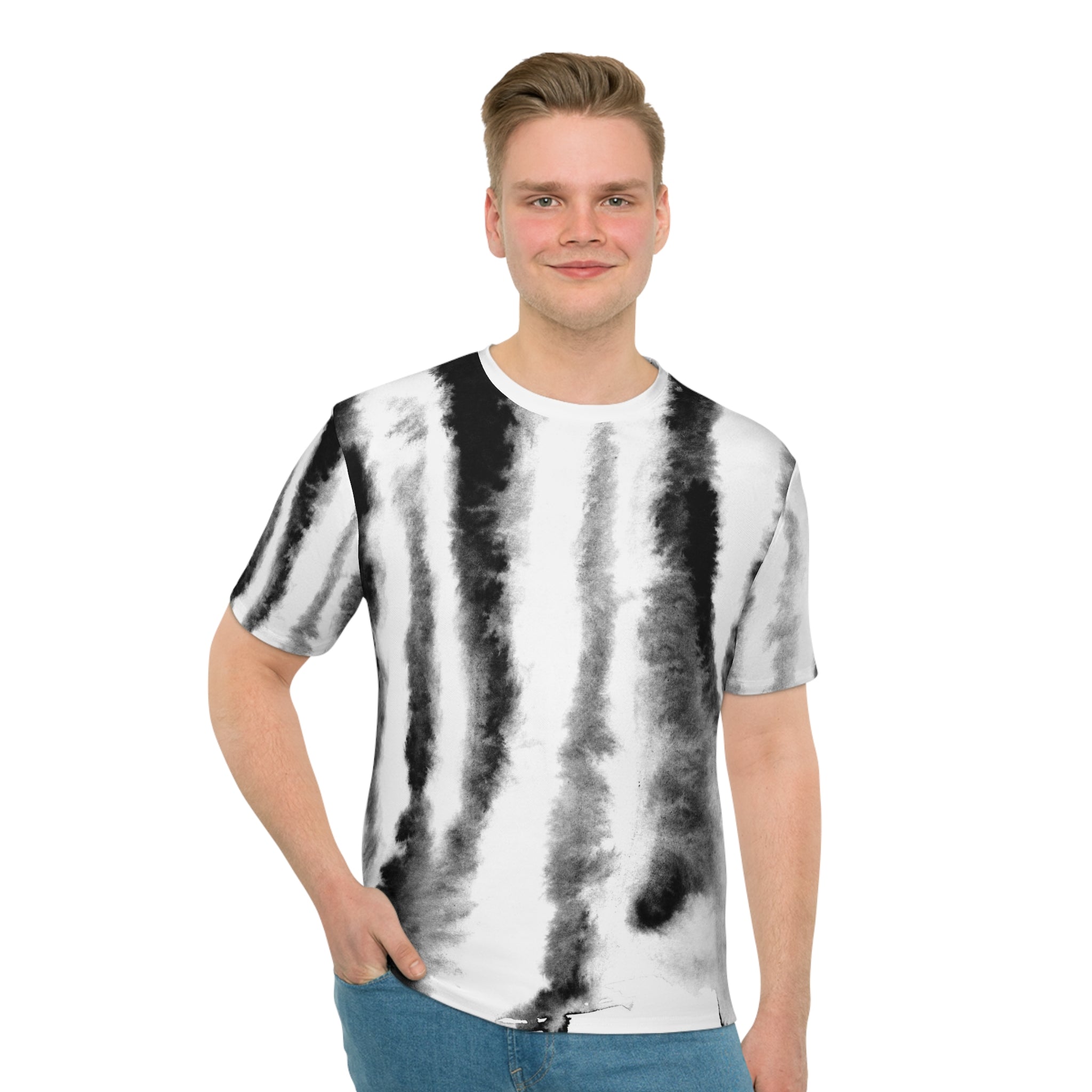 Monochrome Watercolor Stripe T-Shirt
