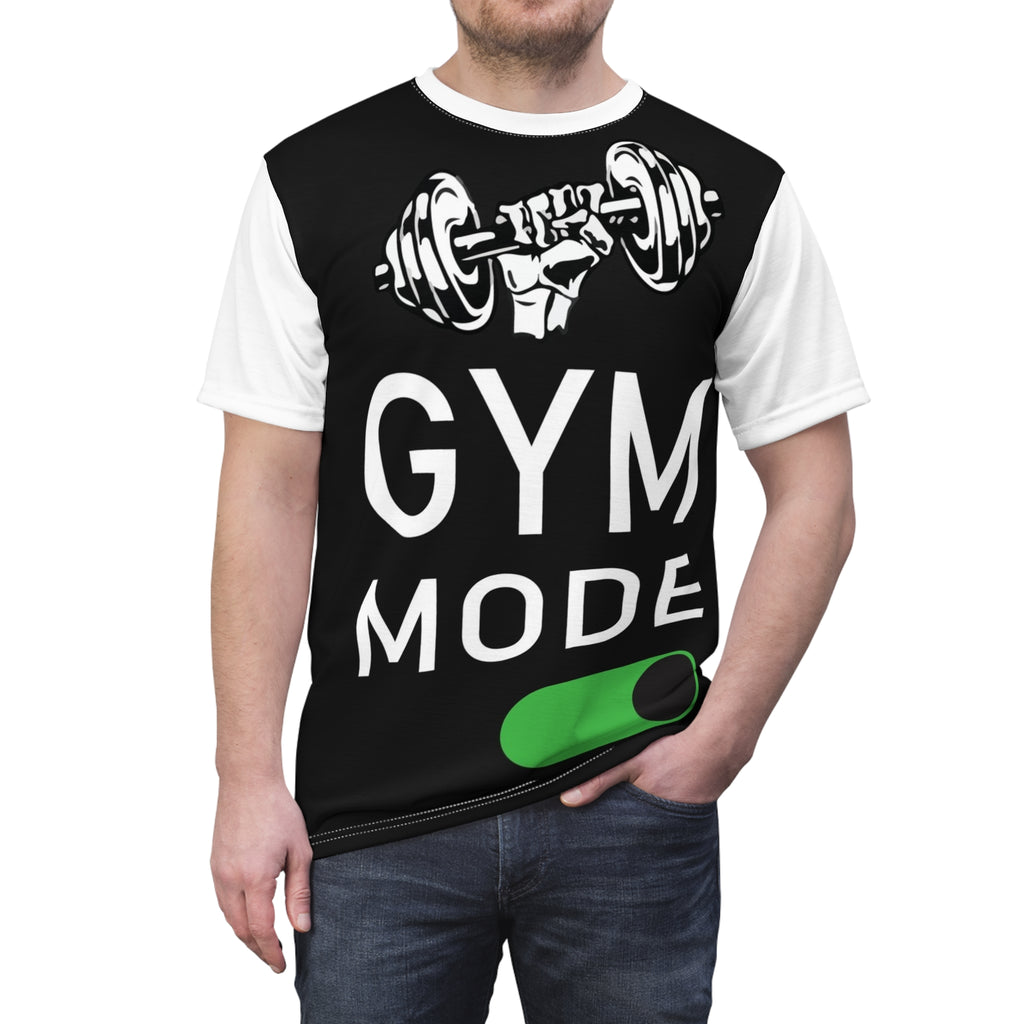 Gym Mode T‑Shirt — Workout Motivation Tee with Dumbbell Graphic