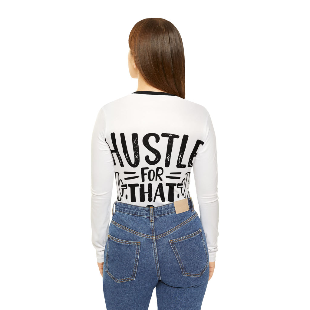 Hustle For That Muscle Women's Long Sleeve V‑Neck Fitness Tee