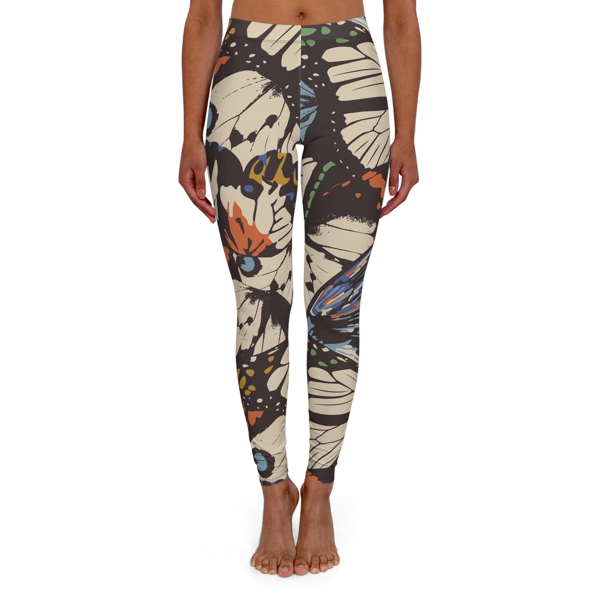 Butterfly Floral All-Over Print Leggings — Women's Casual High-Waist Activewear