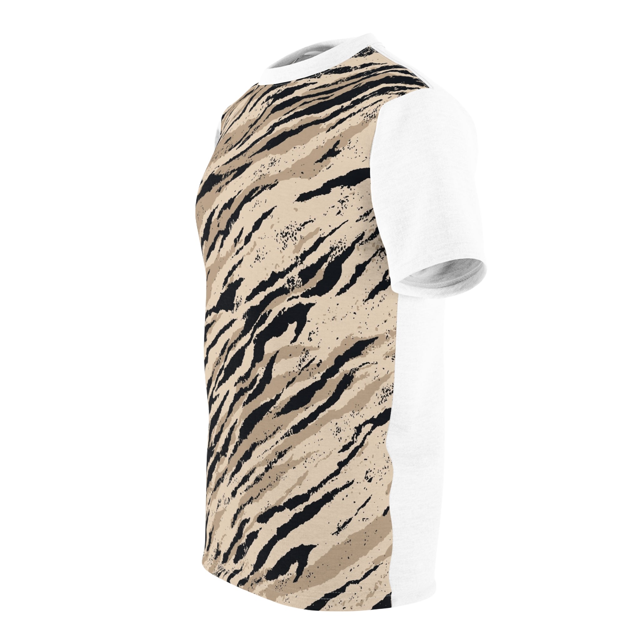 Beige Tiger Stripe All-Over Print Tee