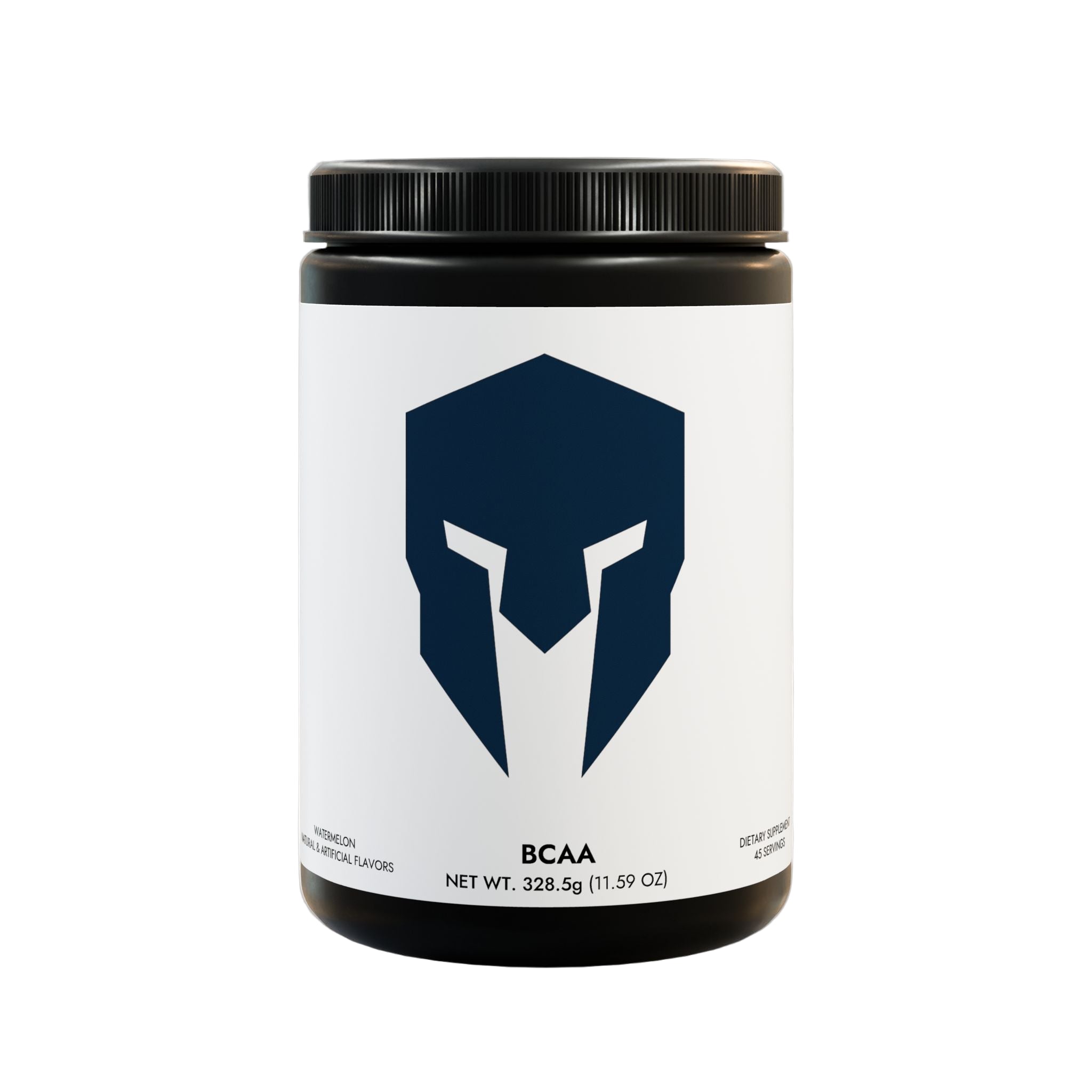 Supplement container with Spartan logo on a gray background