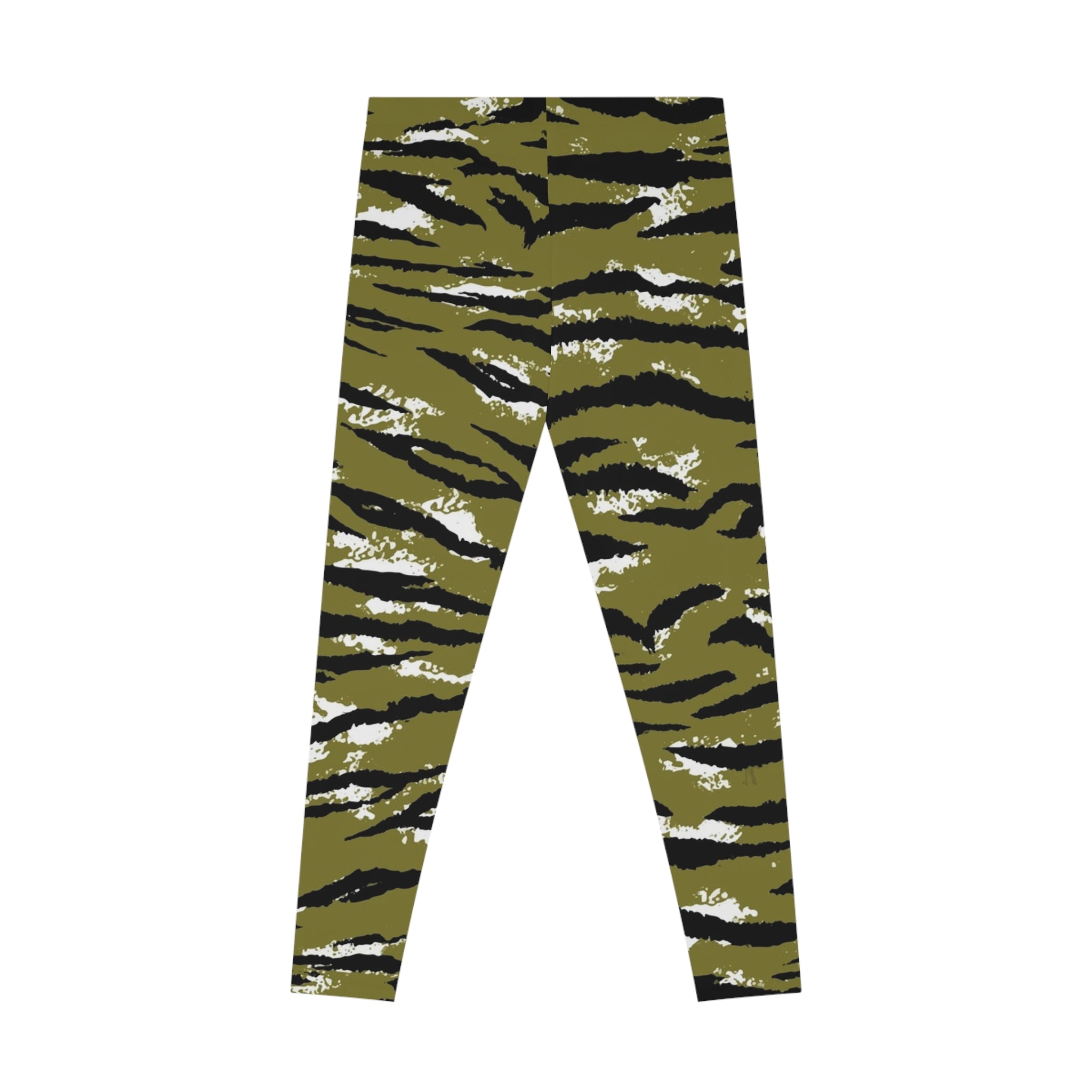 Olive Tiger Stripe Leggings — Camouflage Animal Print Activewear