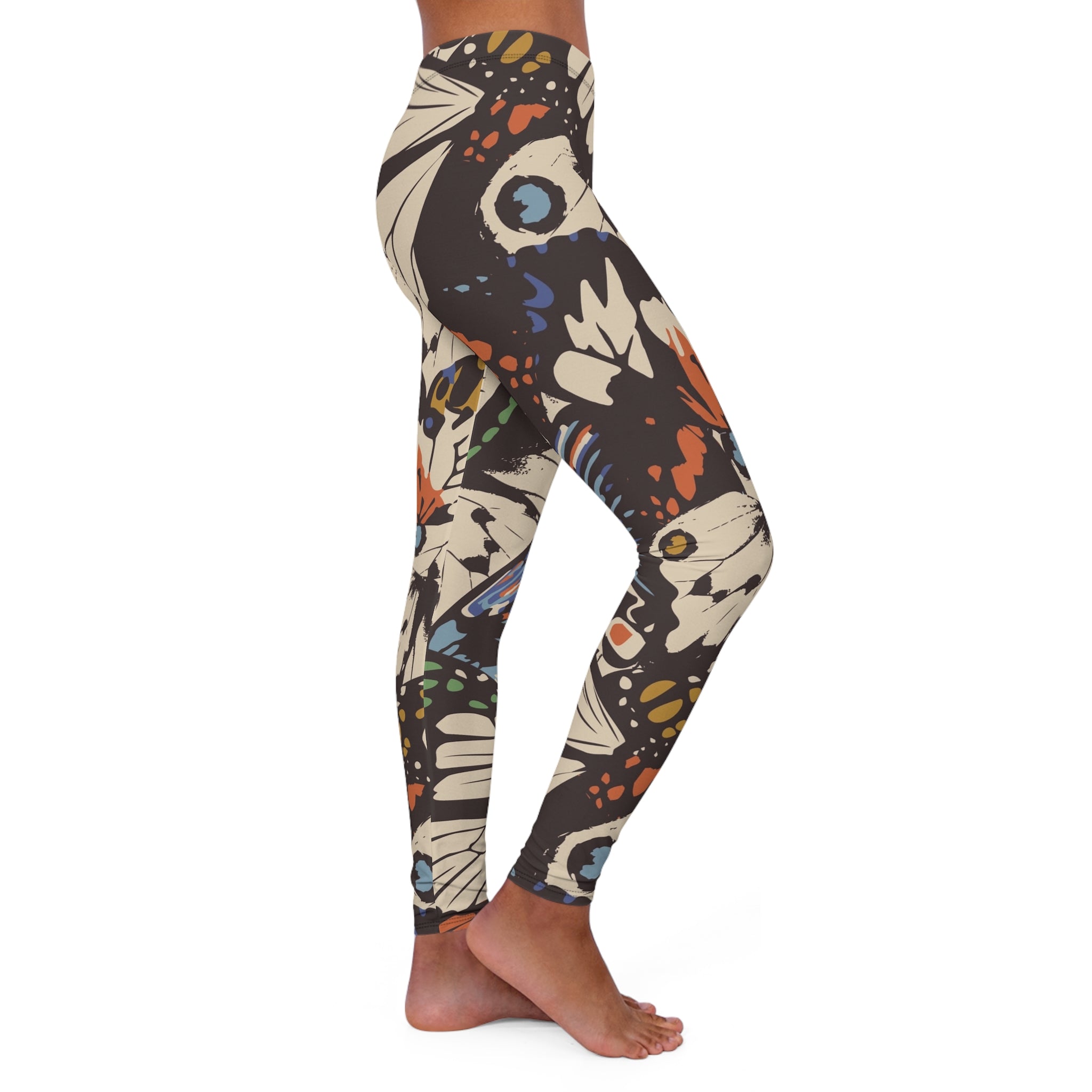 Butterfly Floral All-Over Print Leggings — Women's Casual High-Waist Activewear