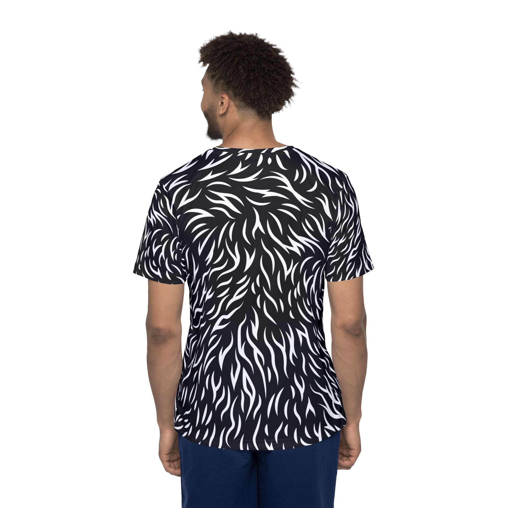 Men's All-Over Print Leopard Sports Jersey — Gradient Purple Blue Red Athletic Tee