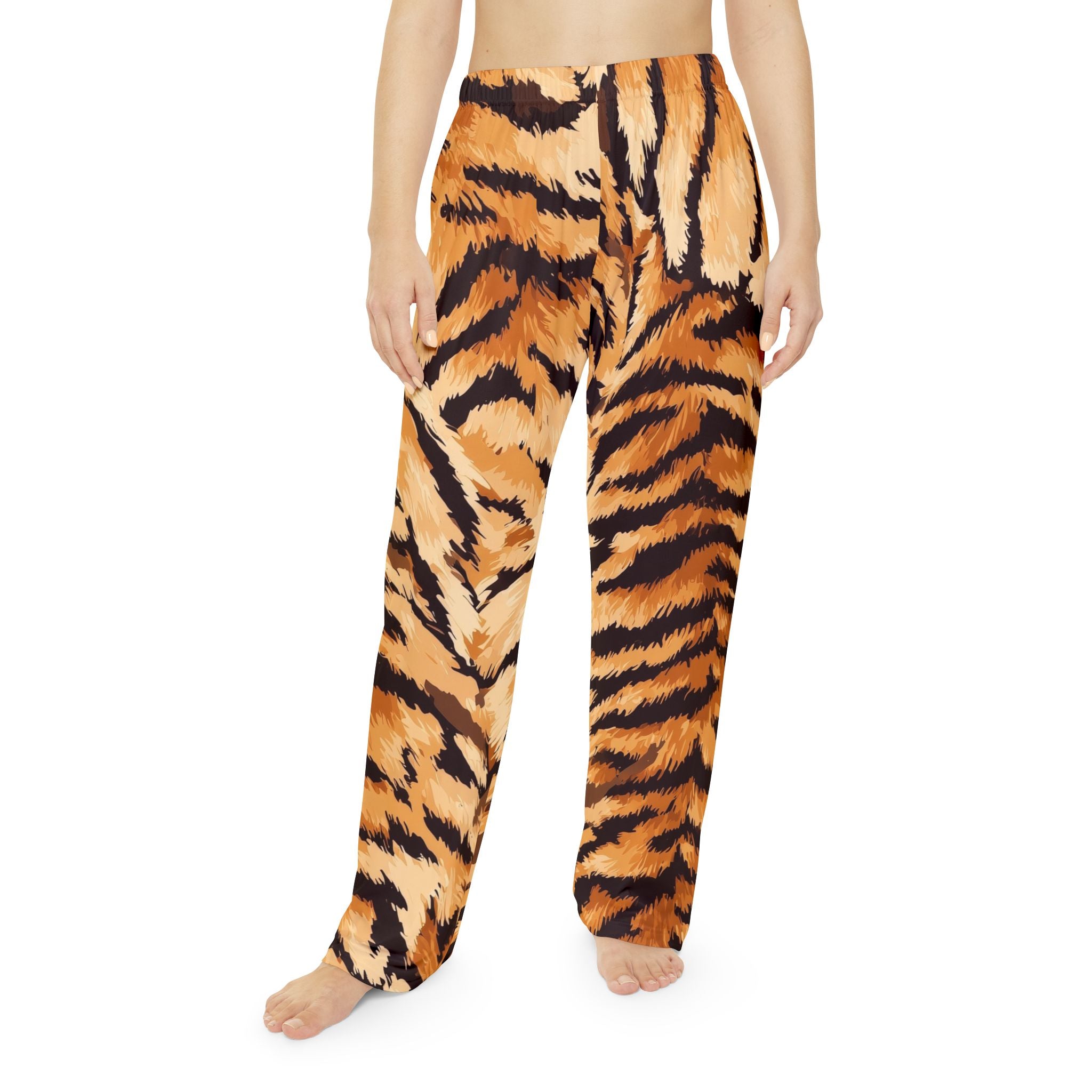 Tiger Print Women's Pajama Pants — Cozy Animal-Print Lounge Trousers