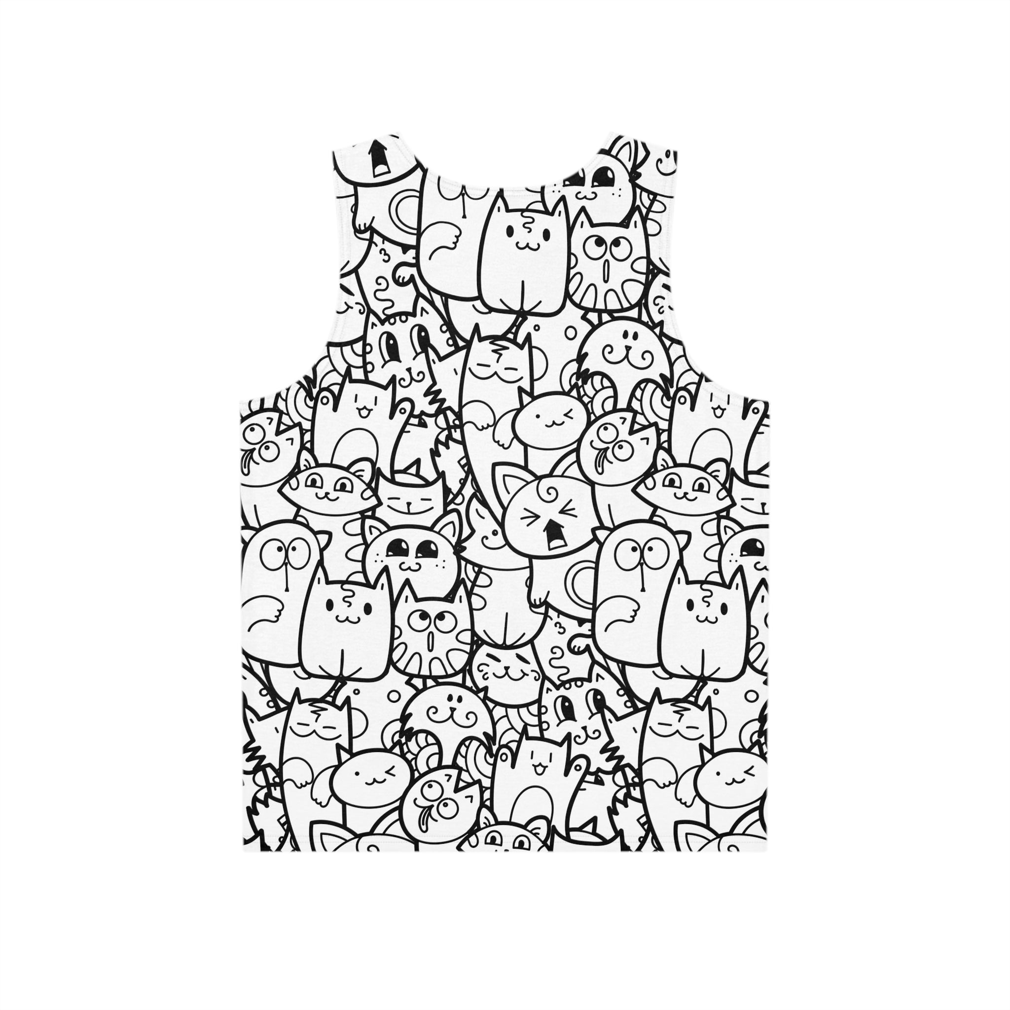 Cute Doodle Cats All-Over Print Tank — Men's Cat Pattern Tank Top