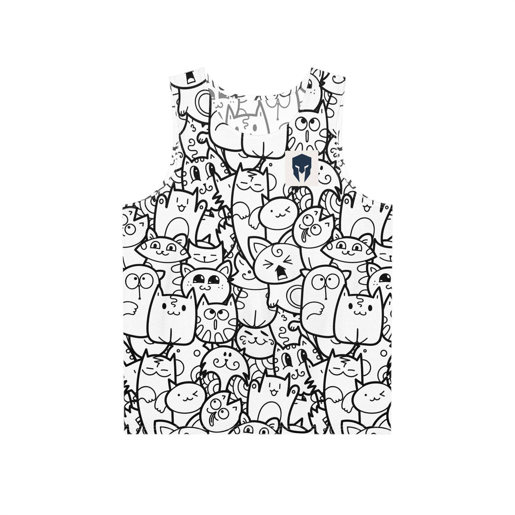 Cute Doodle Cats All-Over Print Tank — Men's Cat Pattern Tank Top