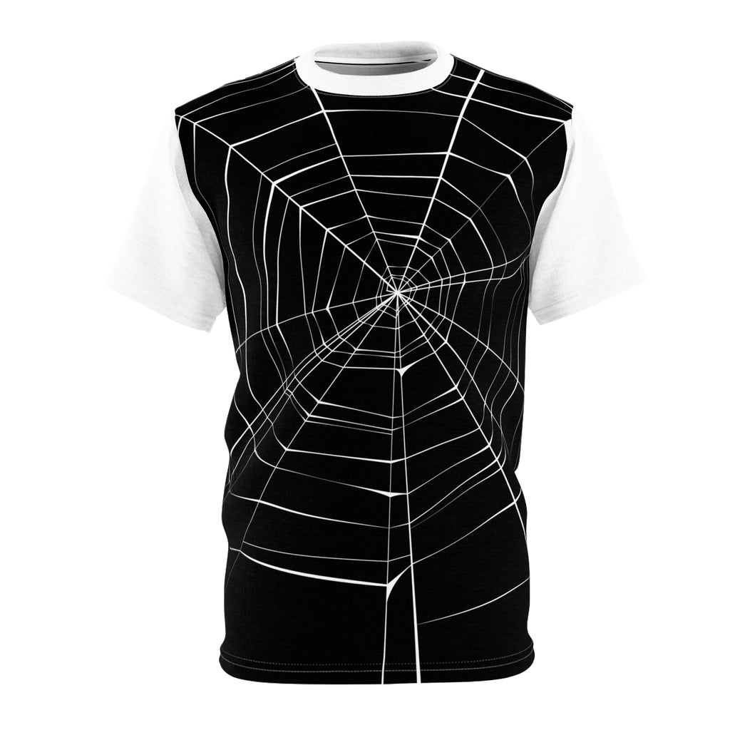 Spiderweb Graphic Tee — Black All-Over Print Halloween Shirt