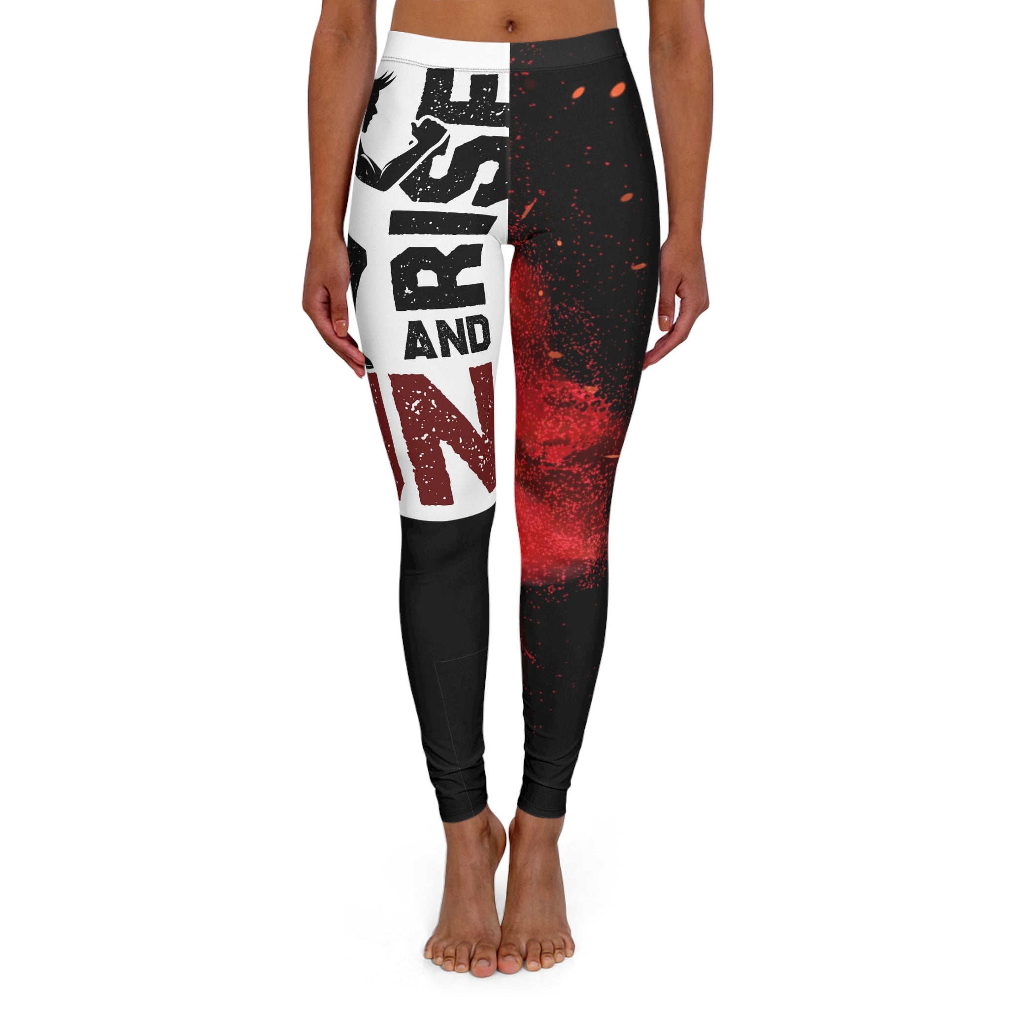 Rise and Run Women's Printed Leggings — Motivational Fitness Workout Leggings