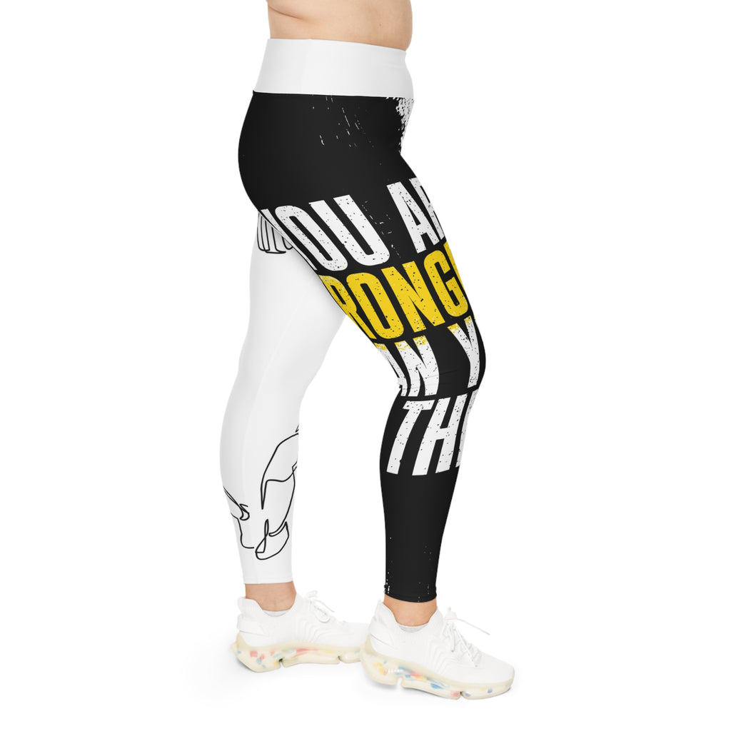 Plus Size Leggings — "You Are Stronger Than You Think" Motivational Weightlifting Leggings