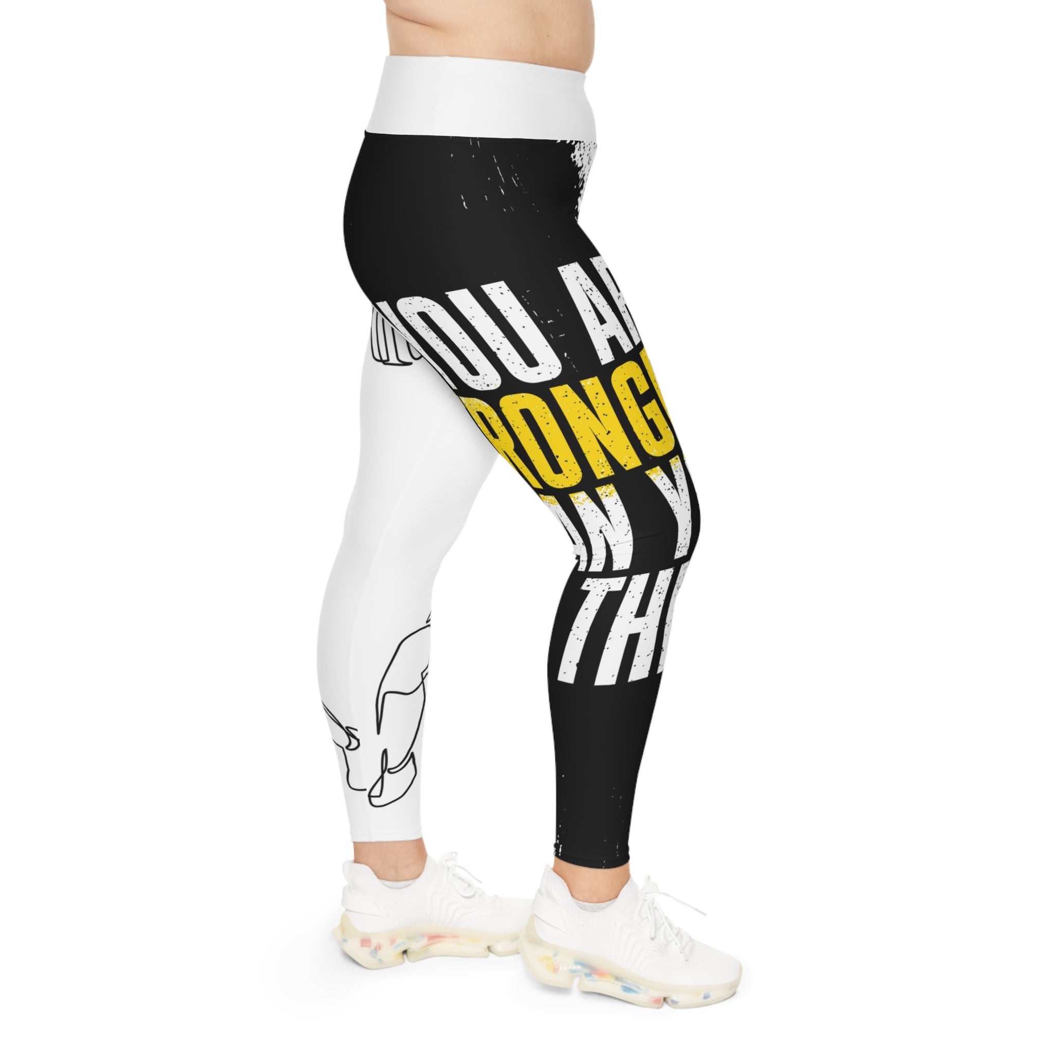 Plus Size Leggings — "You Are Stronger Than You Think" Motivational Weightlifting Leggings