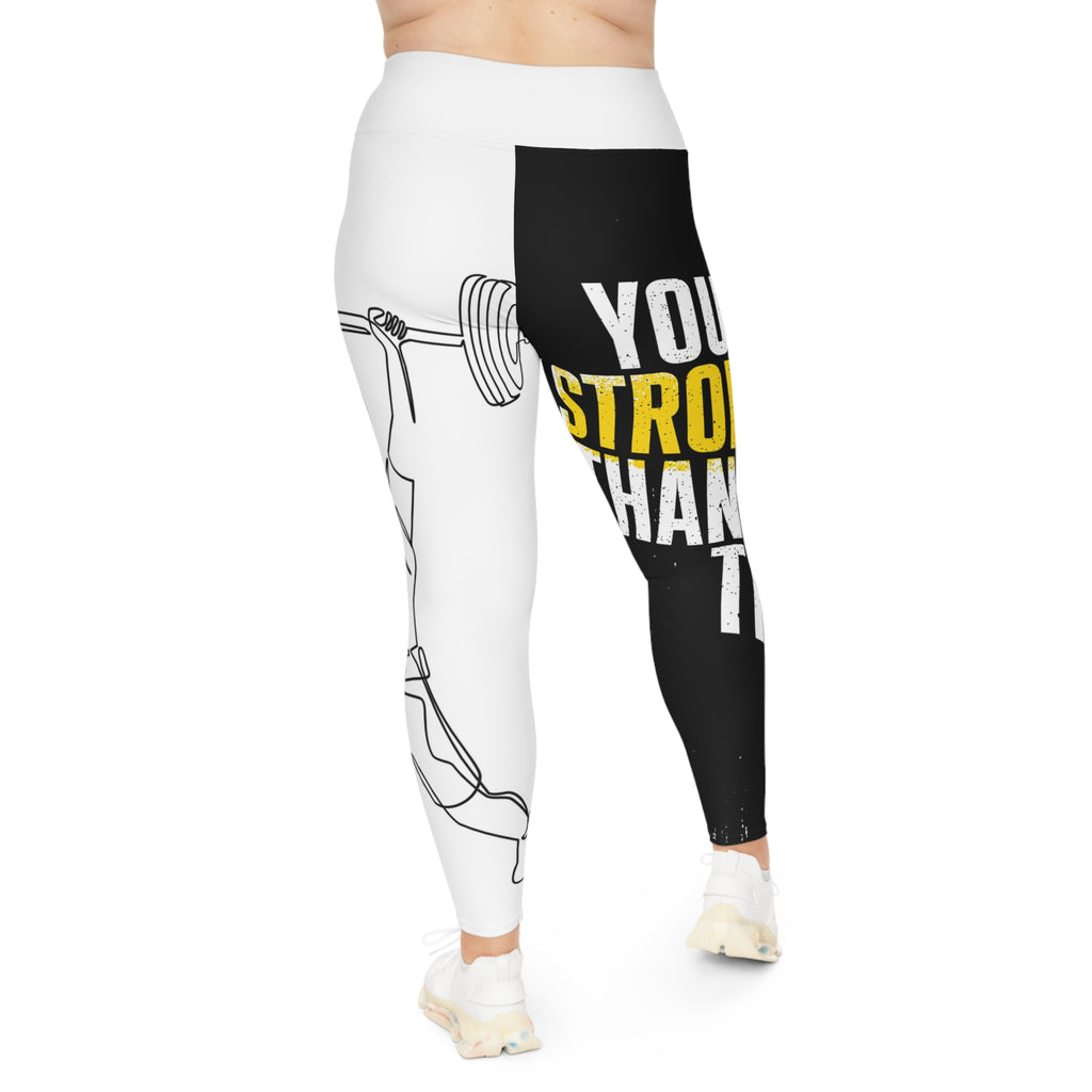 Plus Size Leggings — "You Are Stronger Than You Think" Motivational Weightlifting Leggings