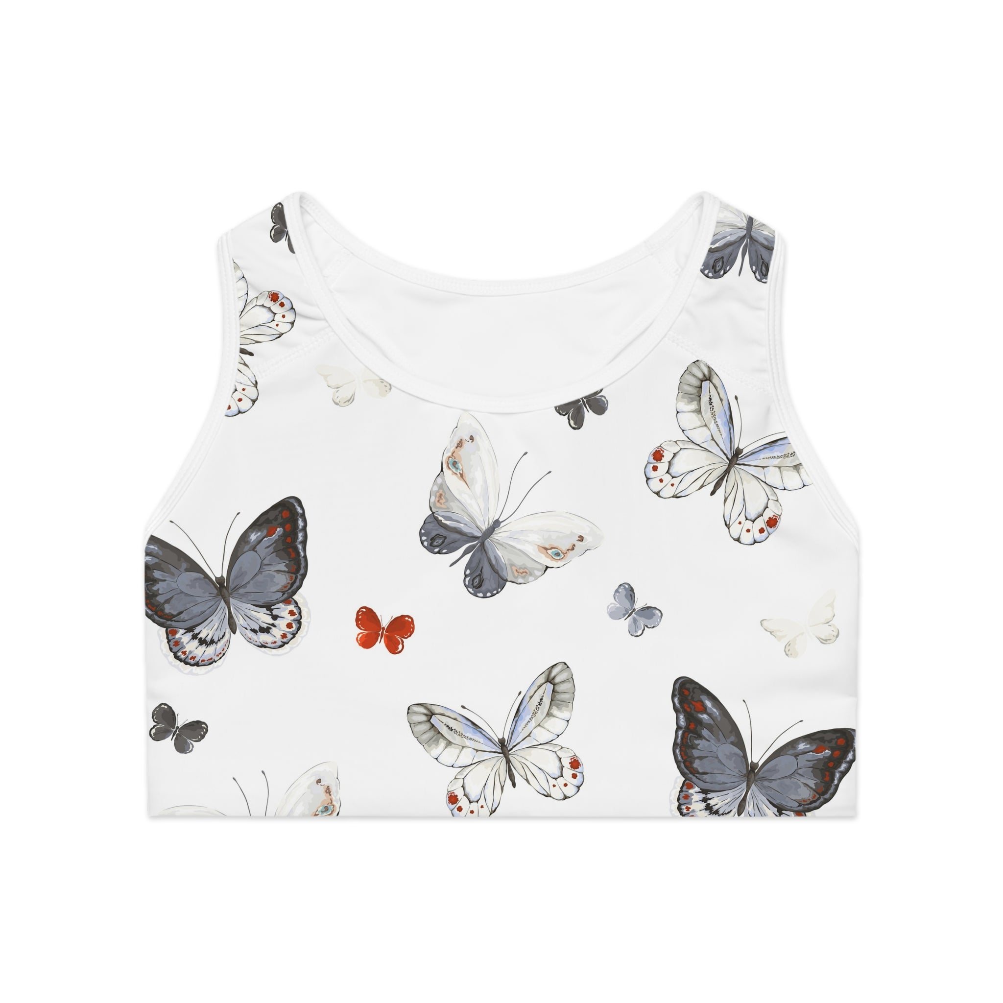 Butterfly Print Sports Bra — Lightweight Racerback Activewear for Women