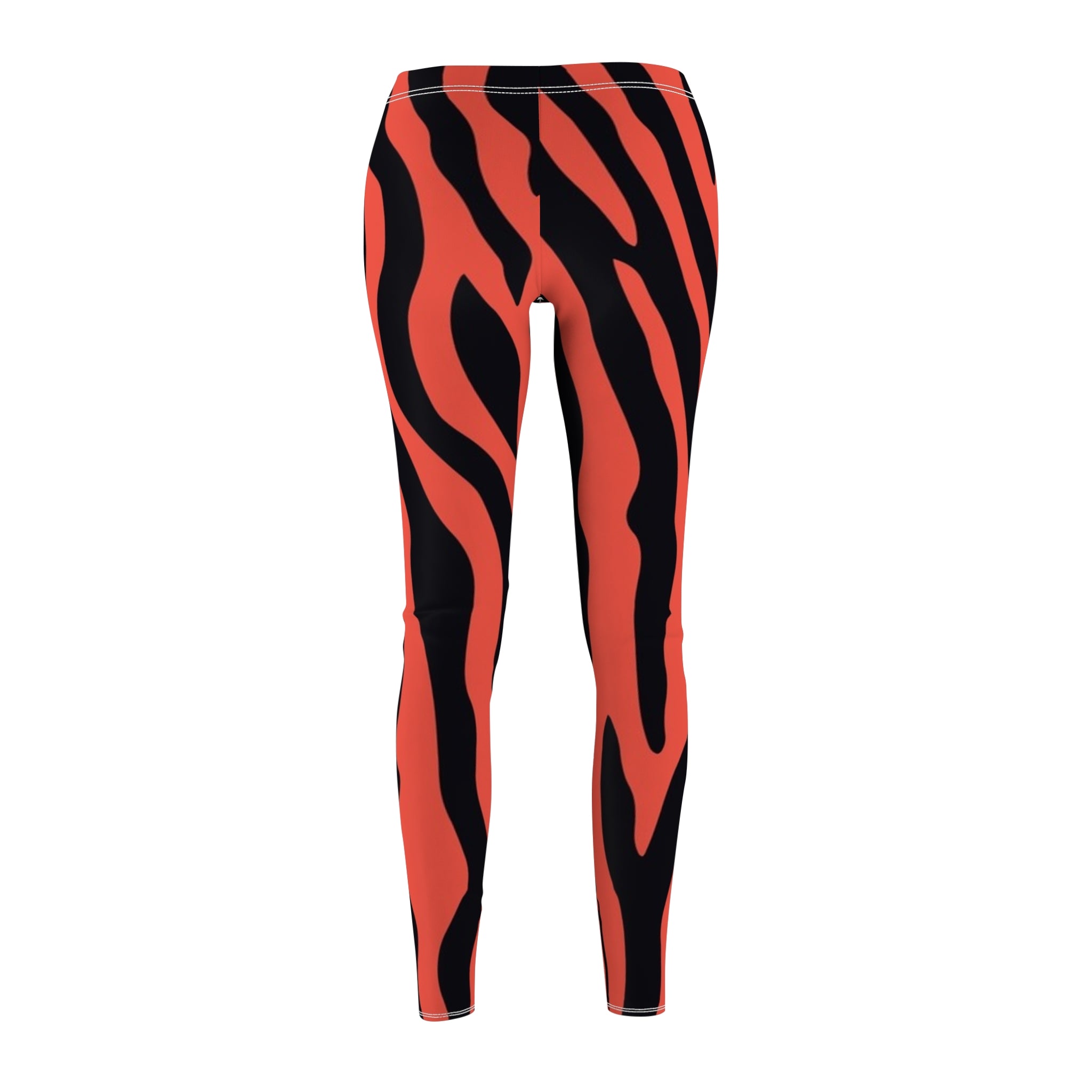 Red & Black Tiger Stripe Leggings — Women's Casual AOP Activewear