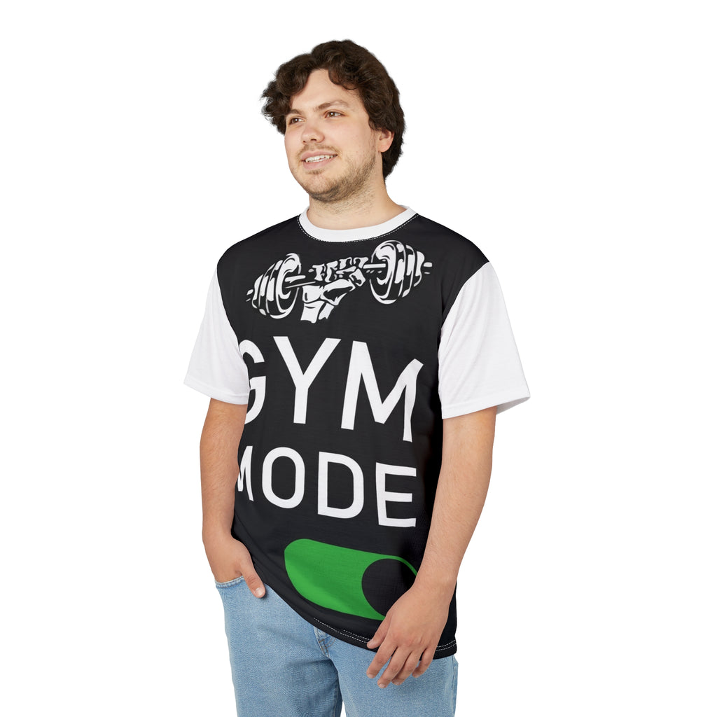 Gym Mode T‑Shirt — Workout Motivation Tee with Dumbbell Graphic