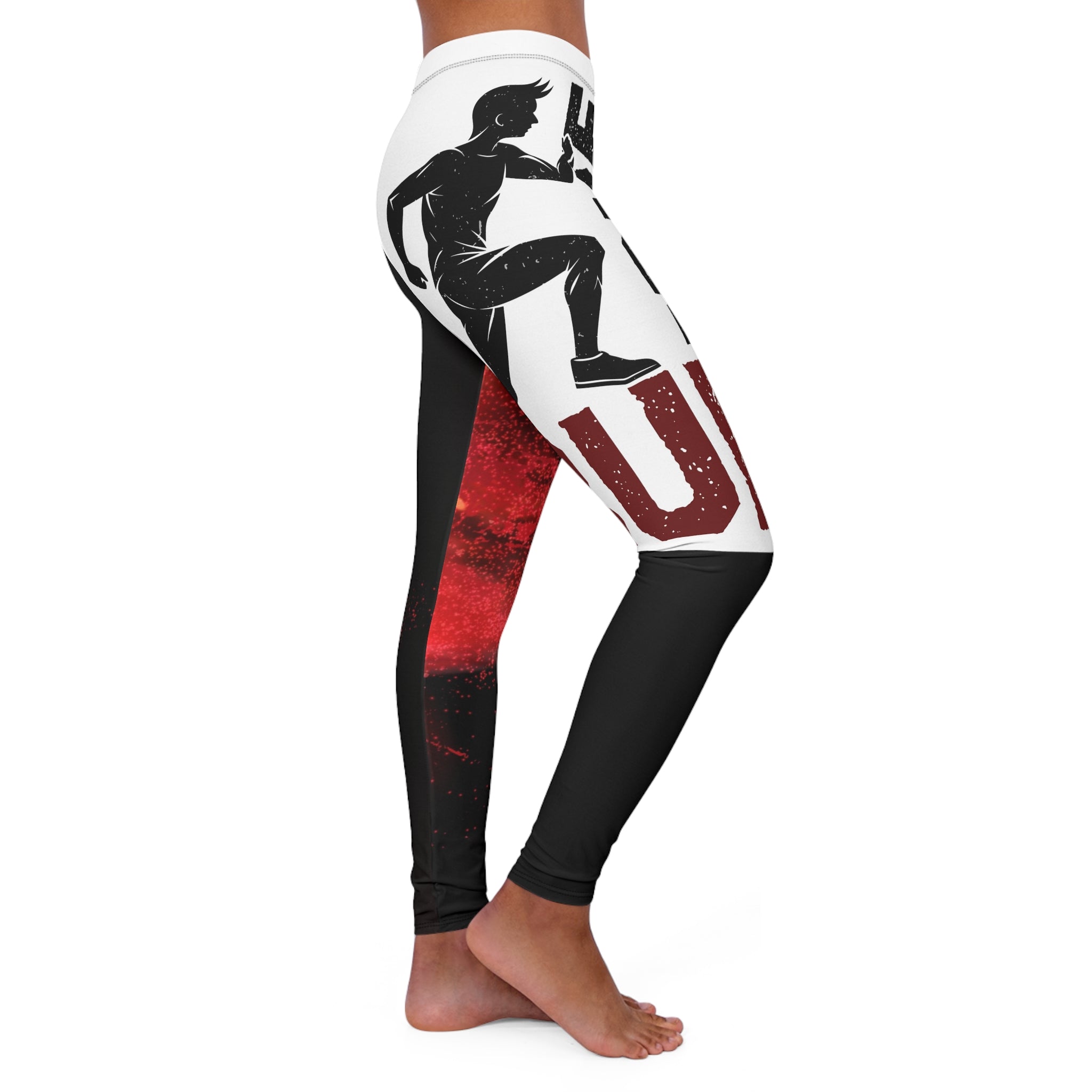 Rise and Run Women's Printed Leggings — Motivational Fitness Workout Leggings