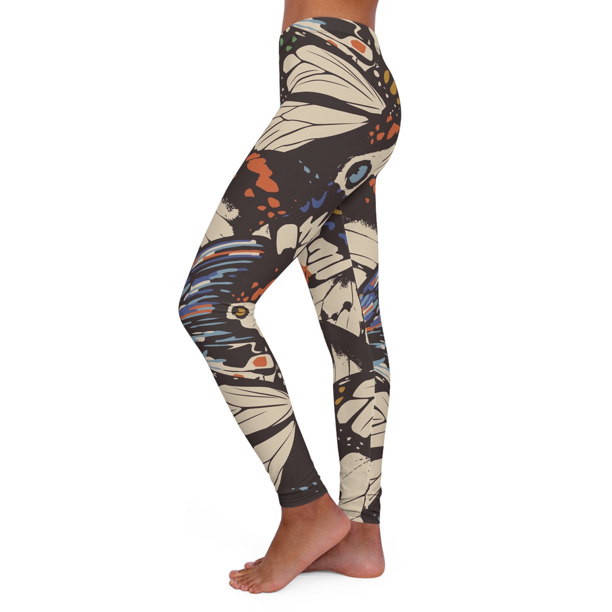 Butterfly Floral All-Over Print Leggings — Women's Casual High-Waist Activewear
