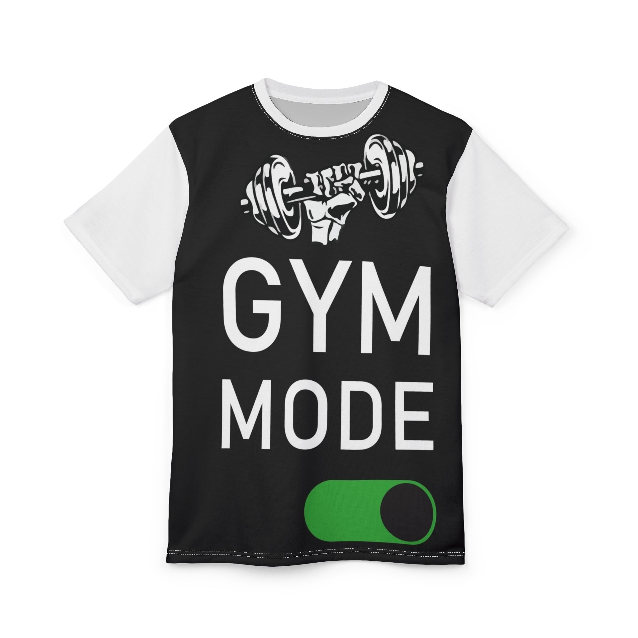 Gym Mode T‑Shirt — Workout Motivation Tee with Dumbbell Graphic
