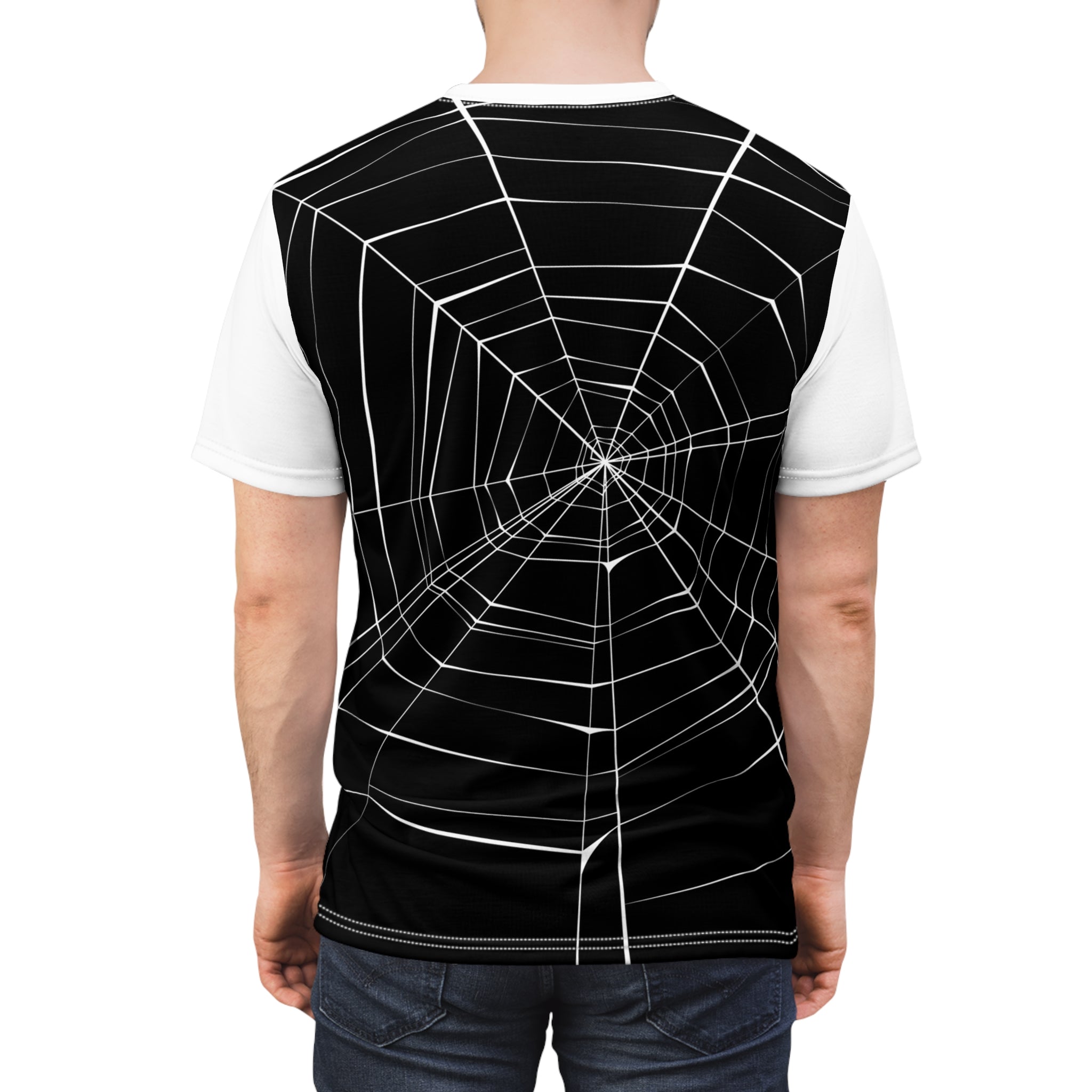 Spiderweb Graphic Tee — Black All-Over Print Halloween Shirt