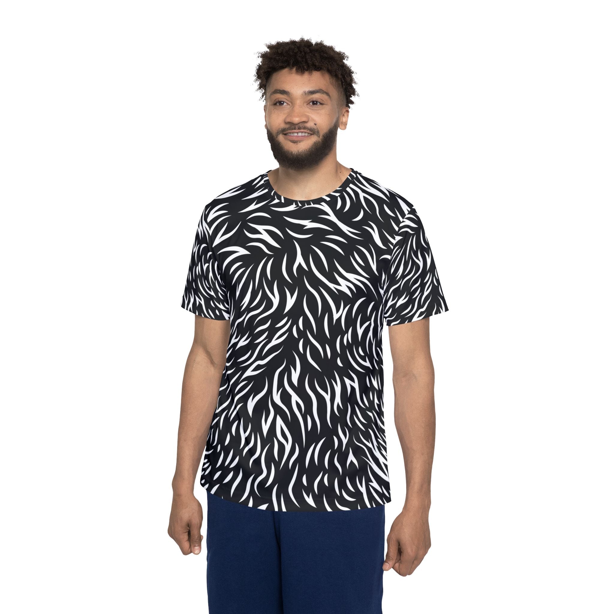 Men's All-Over Print Leopard Sports Jersey — Gradient Purple Blue Red Athletic Tee