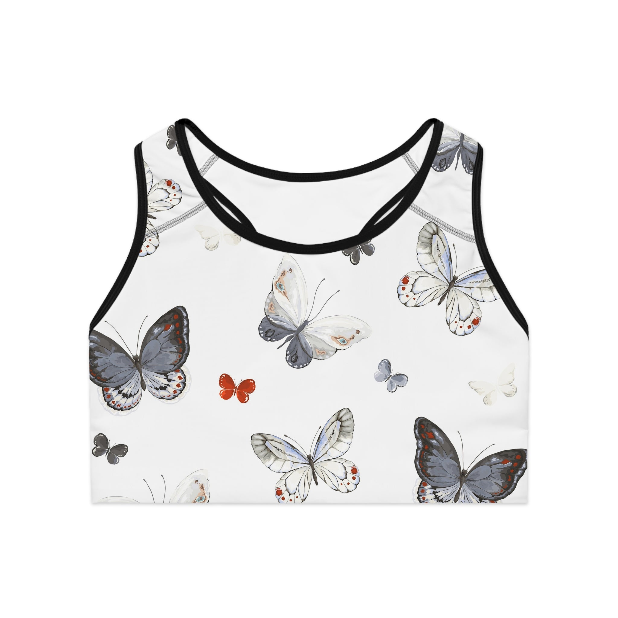 Butterfly Print Sports Bra — Lightweight Racerback Activewear for Women