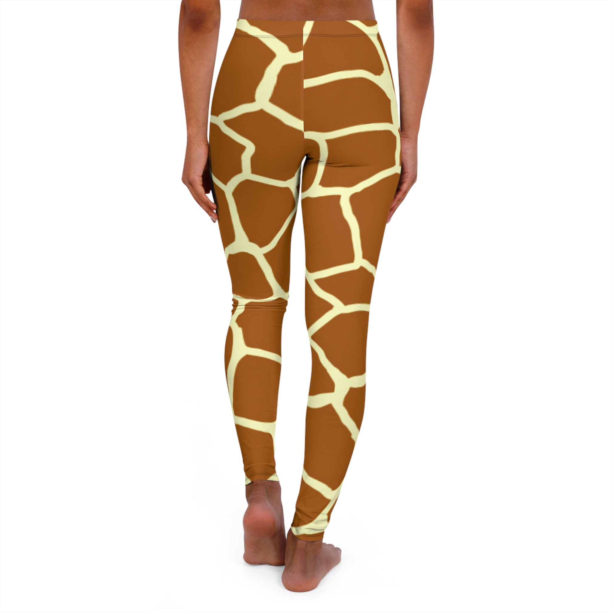 Giraffe Print Women's Leggings - Brown Animal Pattern Yoga Pants