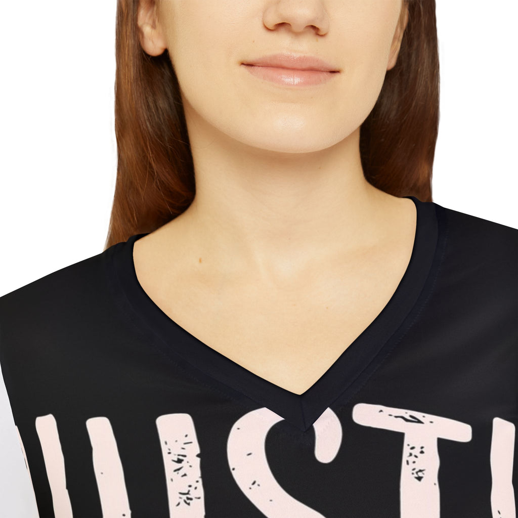 Hustle For That Muscle Women's Long Sleeve V‑Neck Fitness Tee