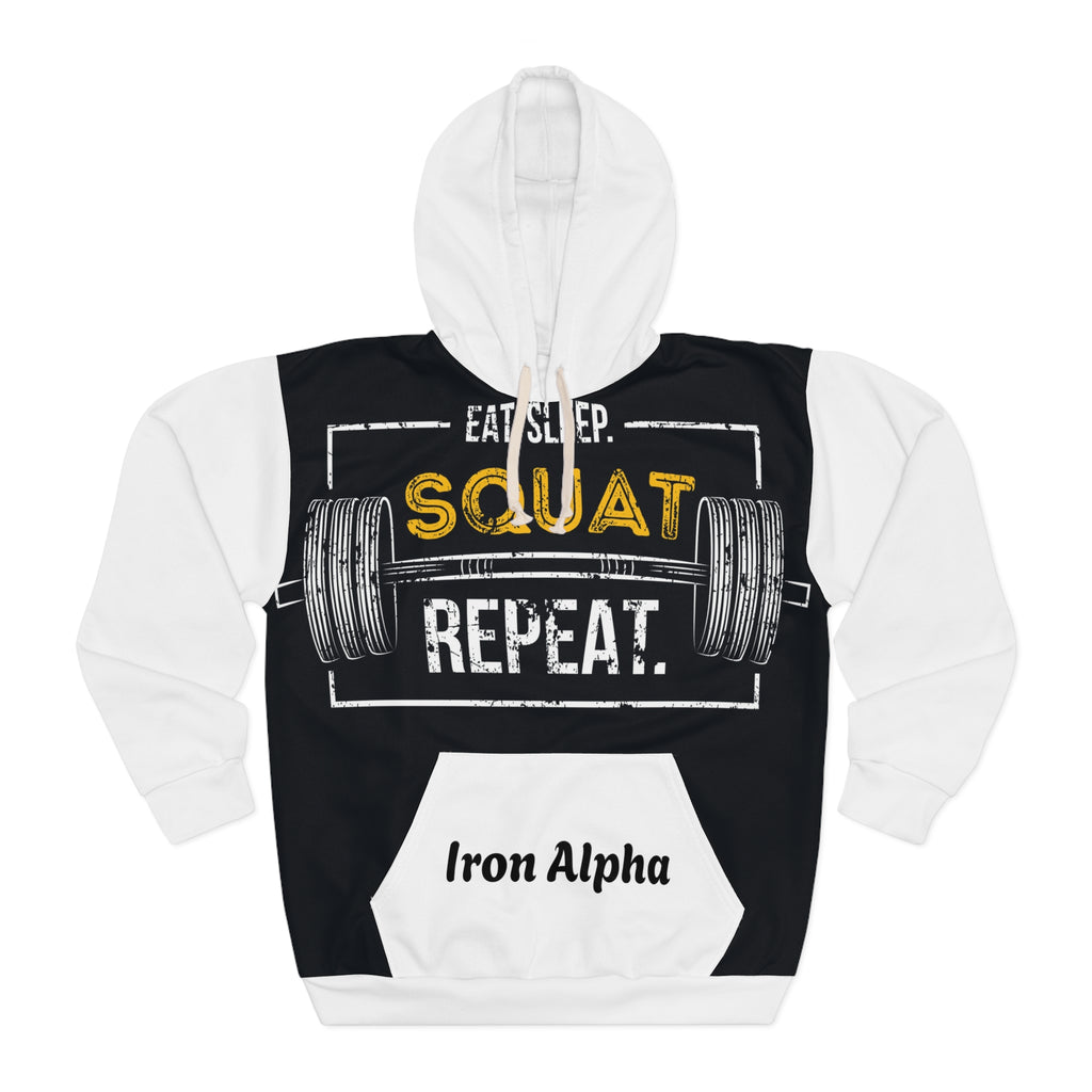 Squat Repeat Hoodie – Eat. Sleep. Squat. Repeat. Weightlifting Pullover for Gym Lovers