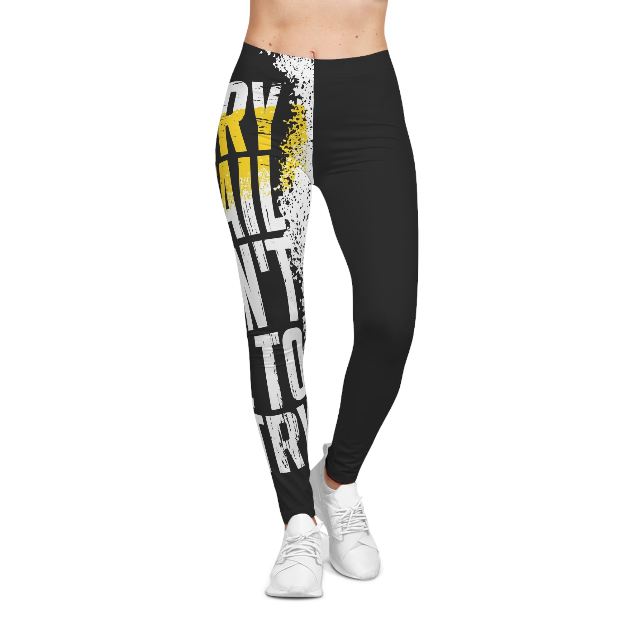 Motivational Graphic Leggings — 'Try and Fail, Don't Fail to Try' Casual Women's Leggings