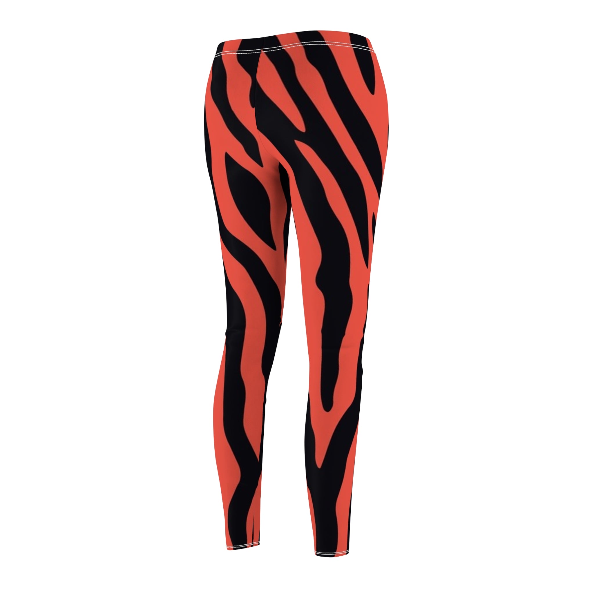 Red & Black Tiger Stripe Leggings — Women's Casual AOP Activewear