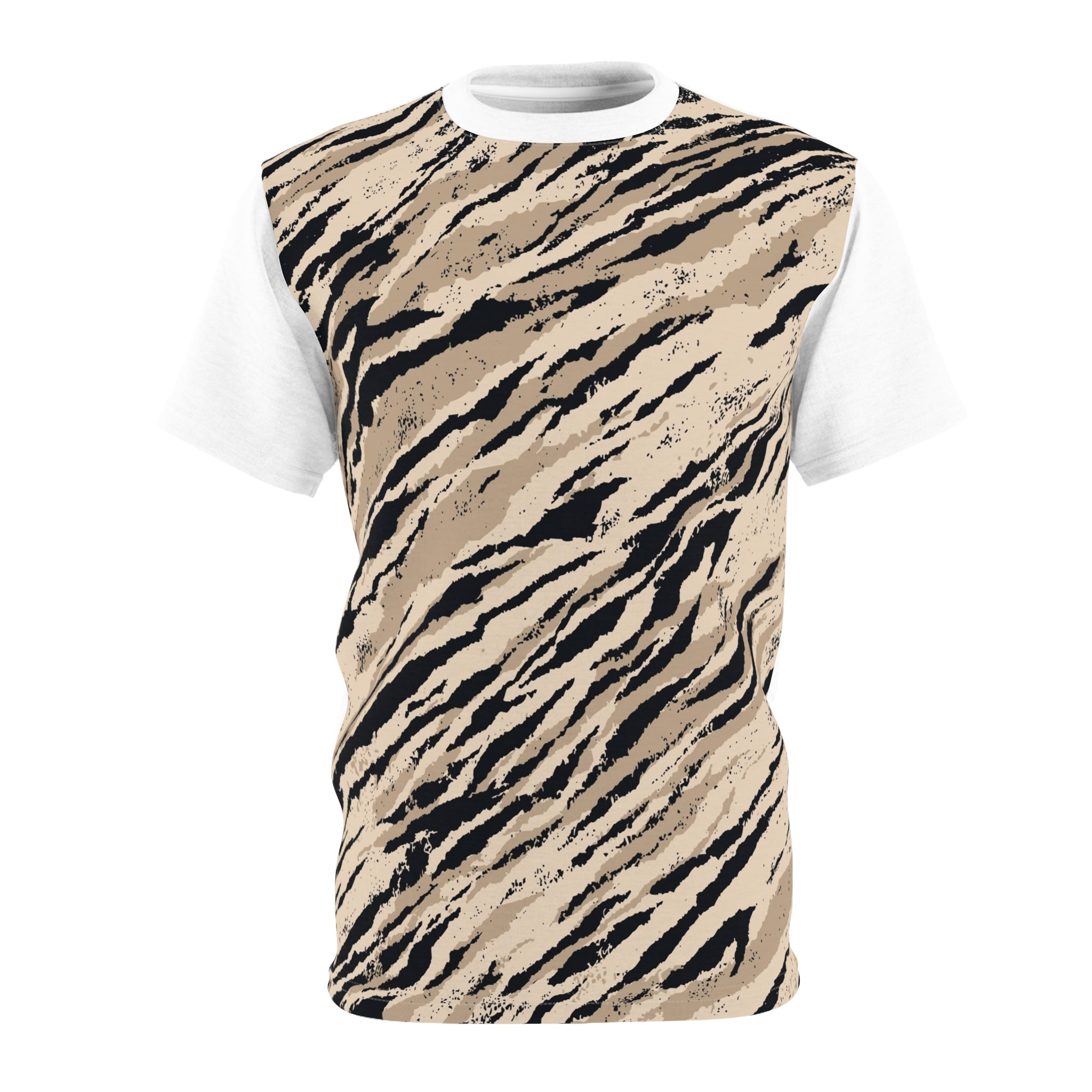 Beige Tiger Stripe All-Over Print Tee