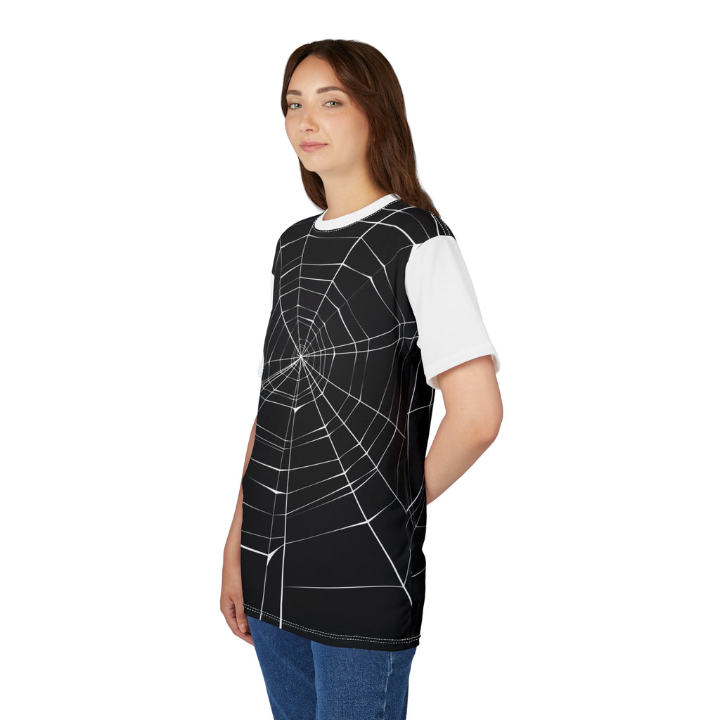 Spiderweb Graphic Tee — Black All-Over Print Halloween Shirt