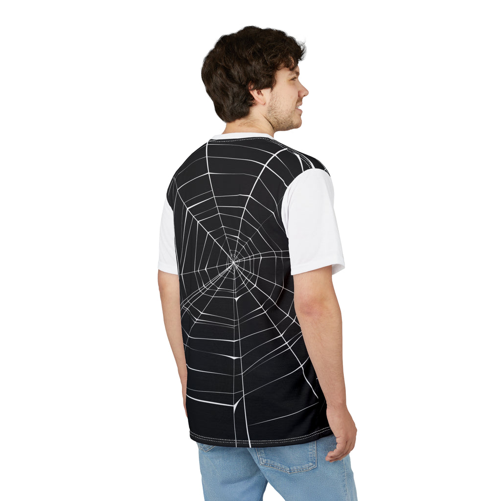 Spiderweb Graphic Tee — Black All-Over Print Halloween Shirt