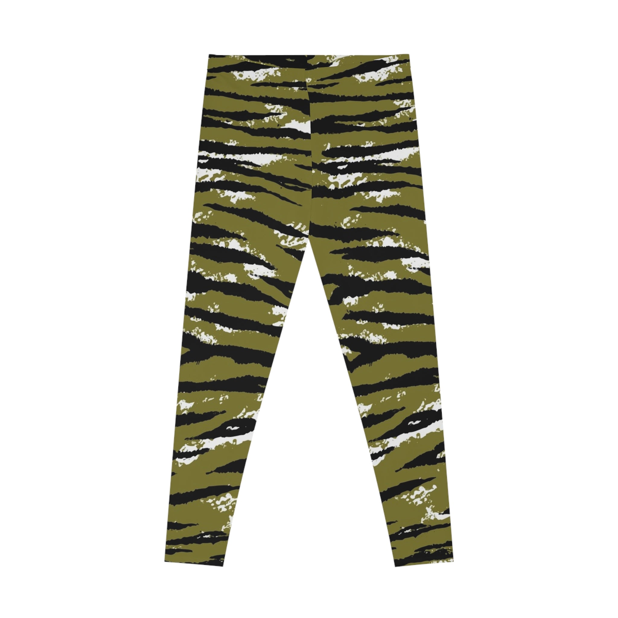 Olive Tiger Stripe Leggings — Camouflage Animal Print Activewear