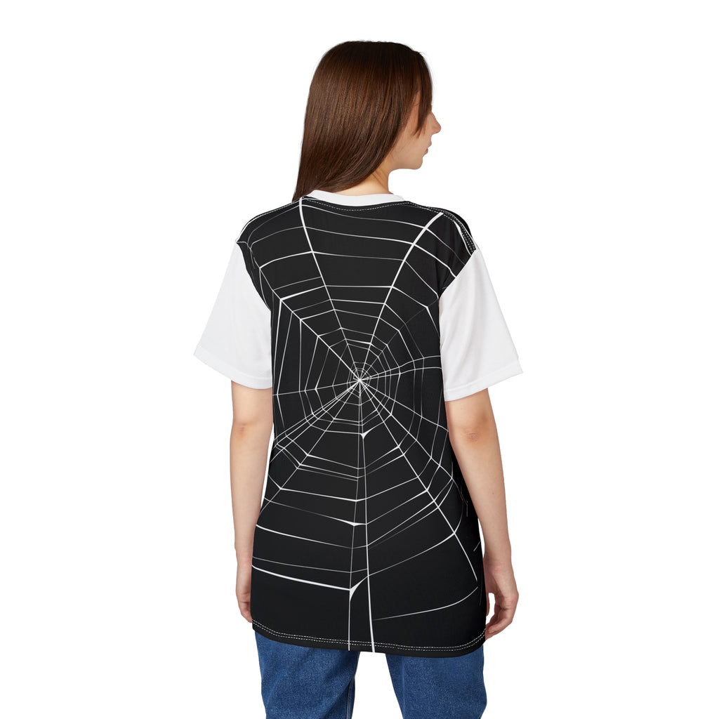 Spiderweb Graphic Tee — Black All-Over Print Halloween Shirt