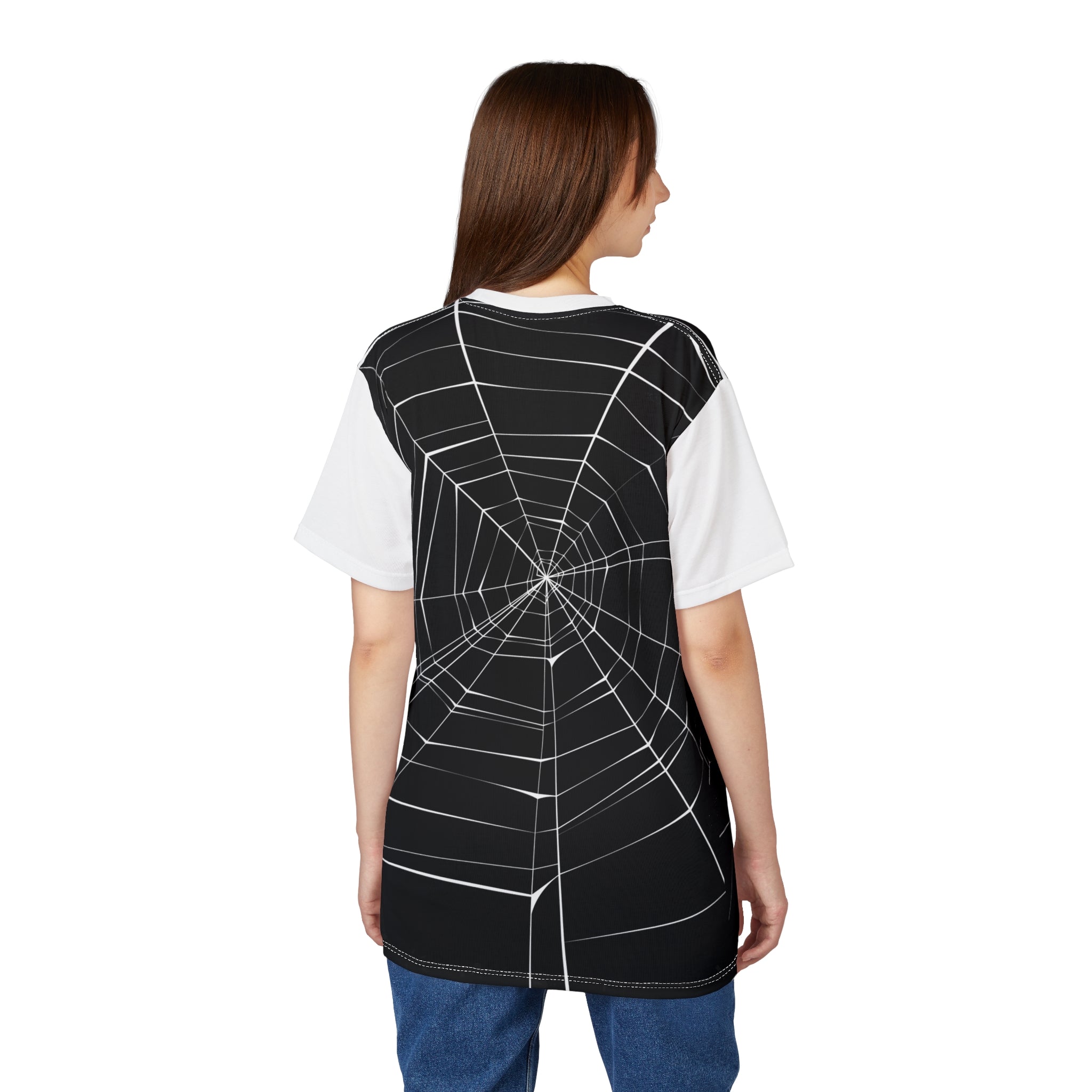 Spiderweb Graphic Tee — Black All-Over Print Halloween Shirt
