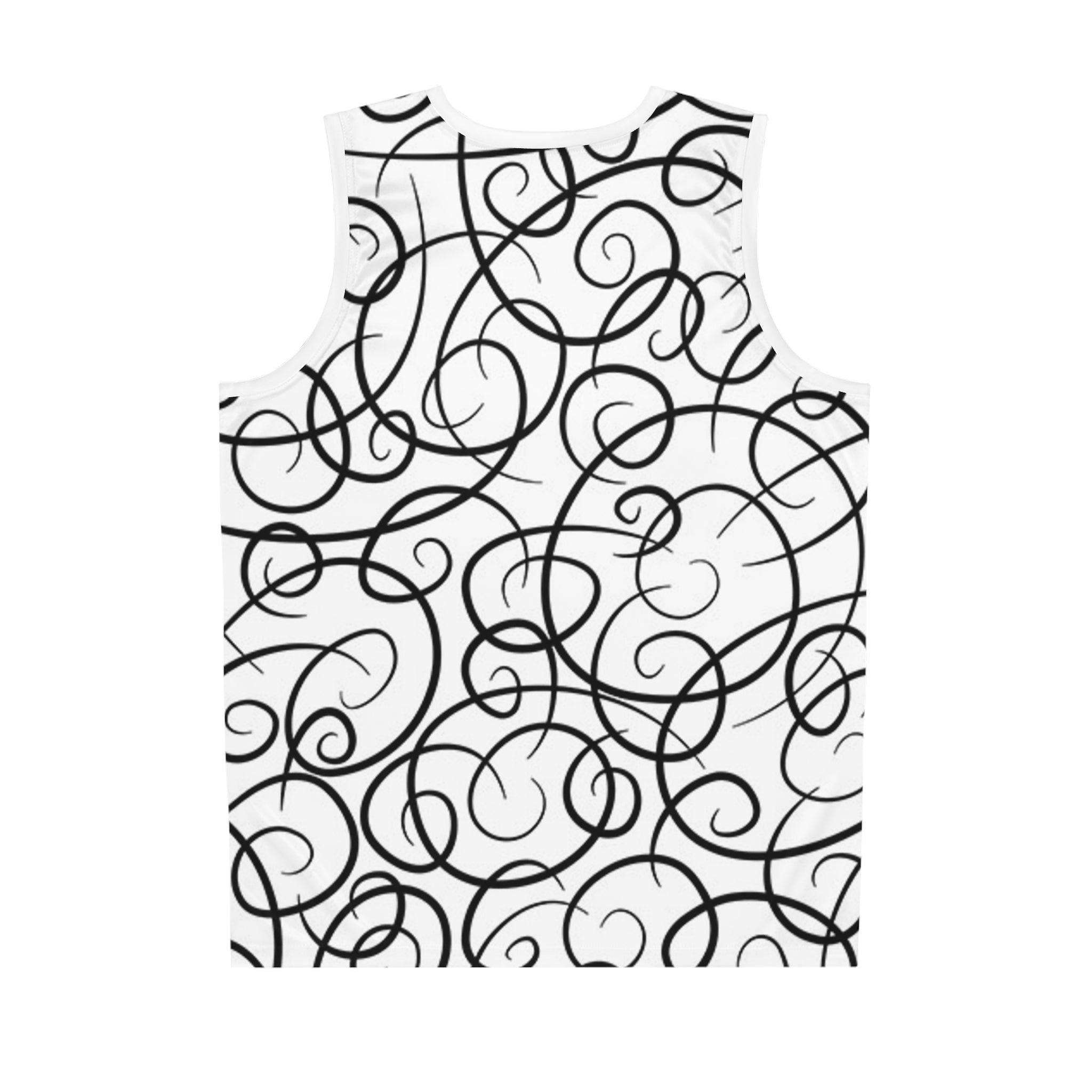 Swirl Script Basketball Jersey – Black Calligraphy All-Over Print