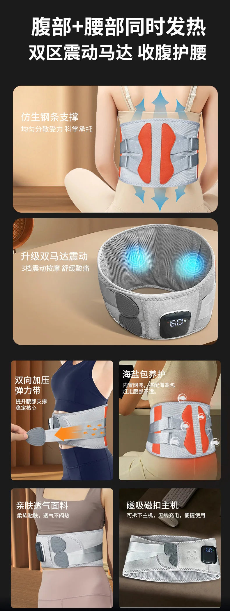 Heated Waist Belt with Infrared, Vibration & Hot Compress Therapy